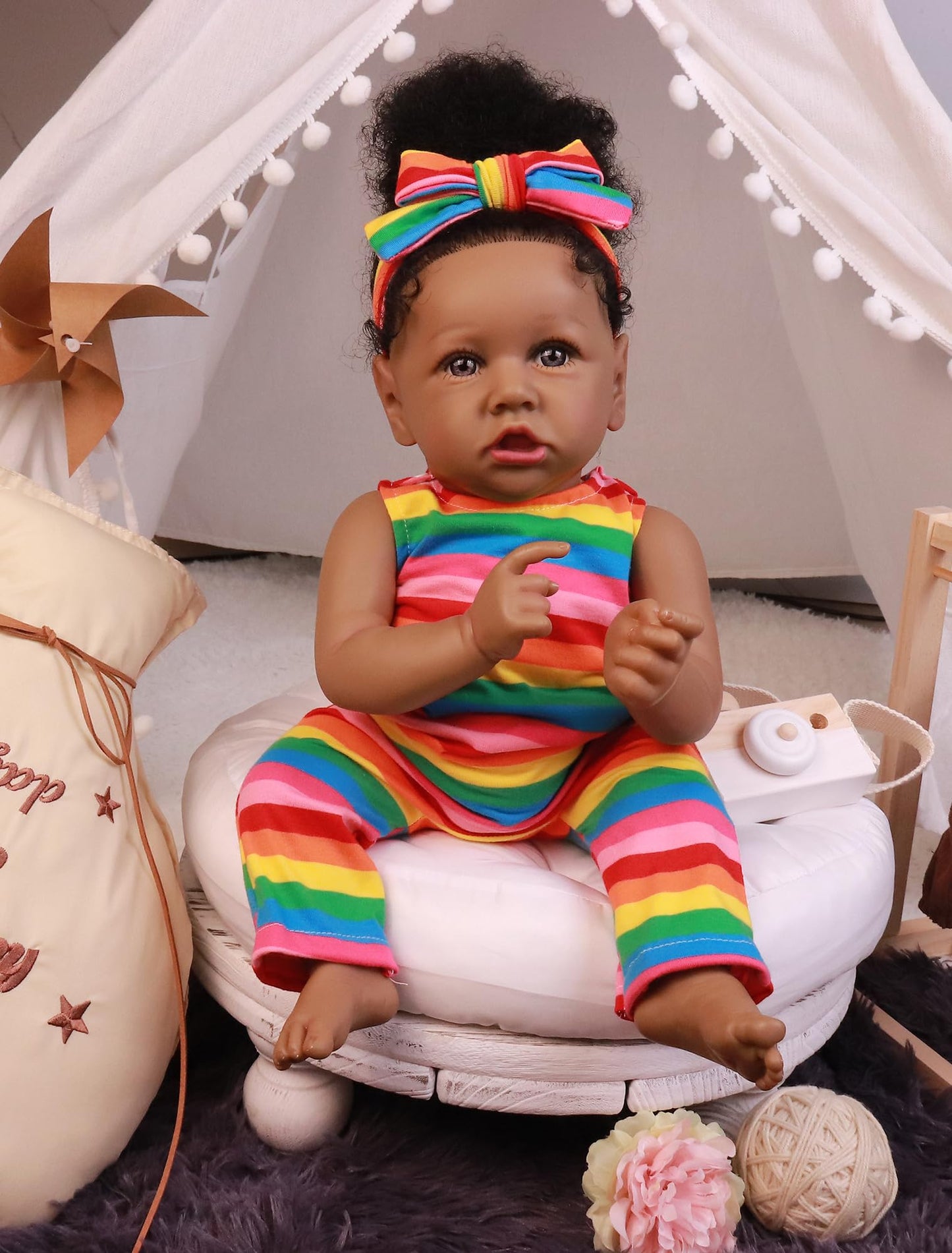 HOOMAI Lifelike Reborn Baby Doll 22.8in – Realistic African American Girl Gift Set