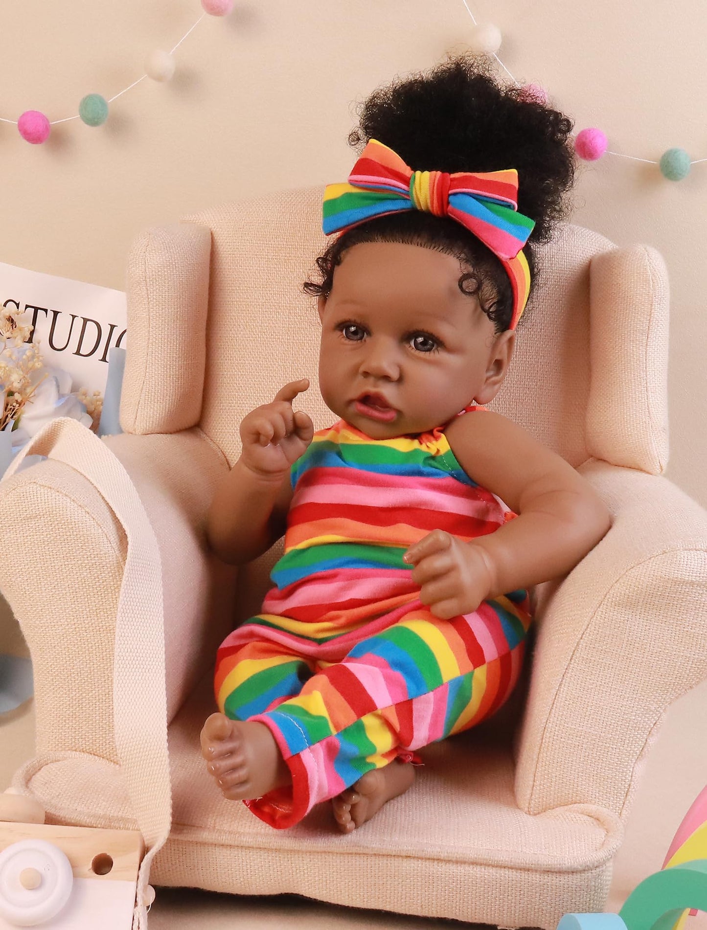 HOOMAI Lifelike Reborn Baby Doll 22.8in – Realistic African American Girl Gift Set