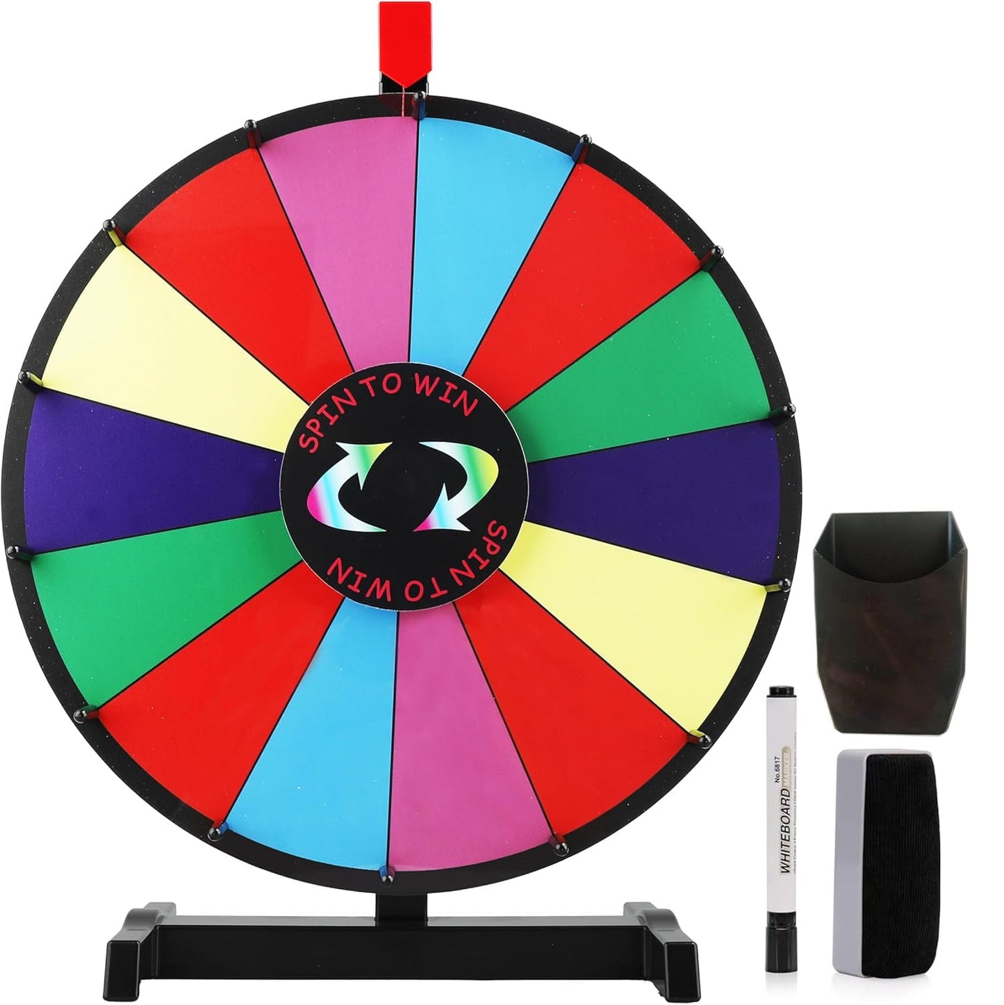 Hooomyai 24-Inch Tabletop Prize Wheel - 14 Slots, Stable Base, Dry Erase Surface