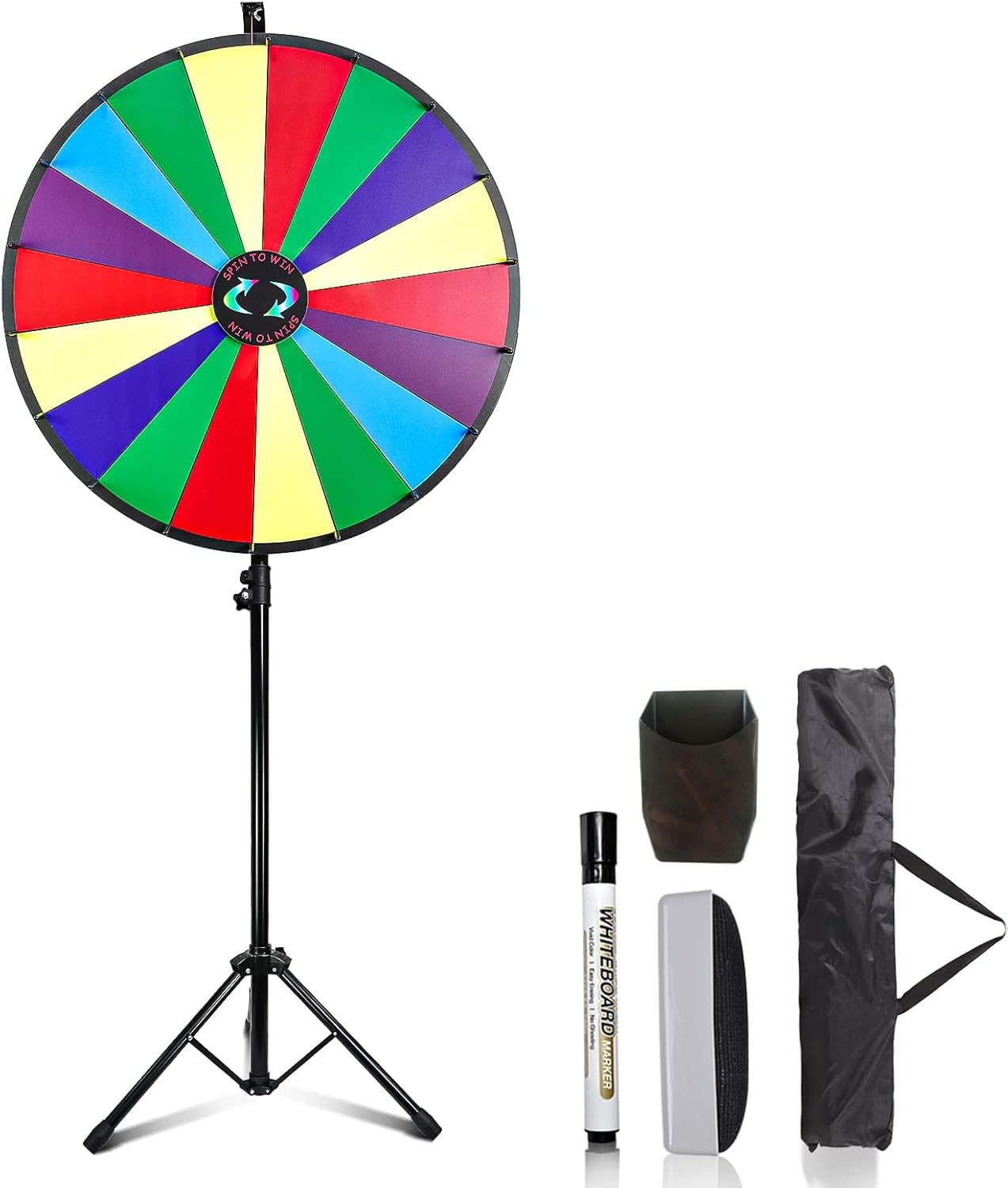 Hooomyai 30-Inch 18-Slot Prize Wheel – Adjustable Floor Stand 54–67 in