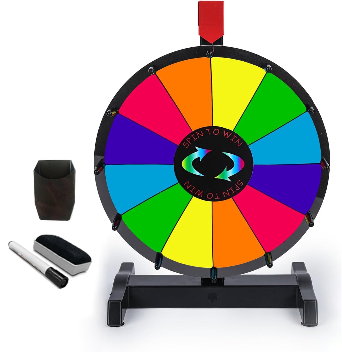 Hooomyai 12-Inch Tabletop Prize Wheel with Magnetic Center Sign and Dry Erase Surface
