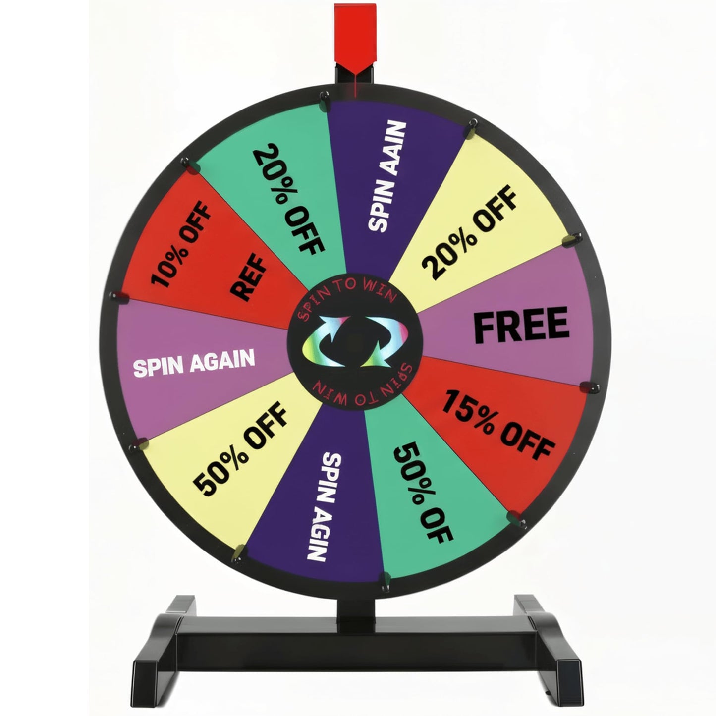 Hooomyai 15-Inch Tabletop Prize Wheel with Durable Base Stand, 10 Slots