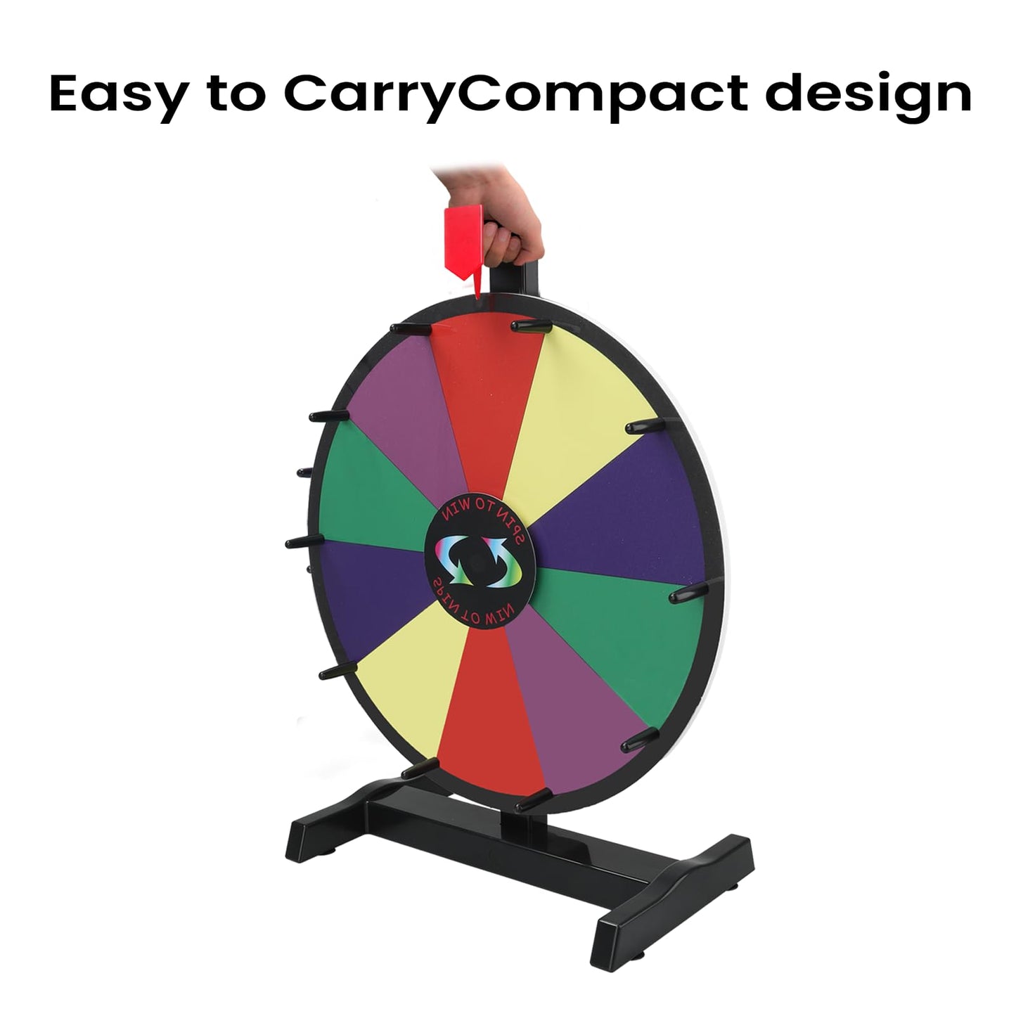Hooomyai 15-Inch Tabletop Prize Wheel with Durable Base Stand, 10 Slots