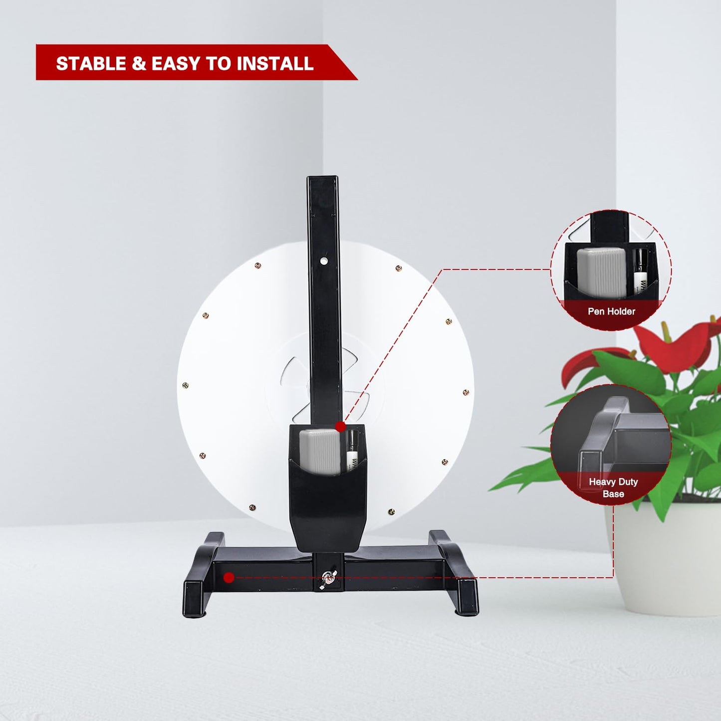 Hooomyai 12-Inch Tabletop Prize Wheel with Magnetic Center Sign and Dry Erase Surface