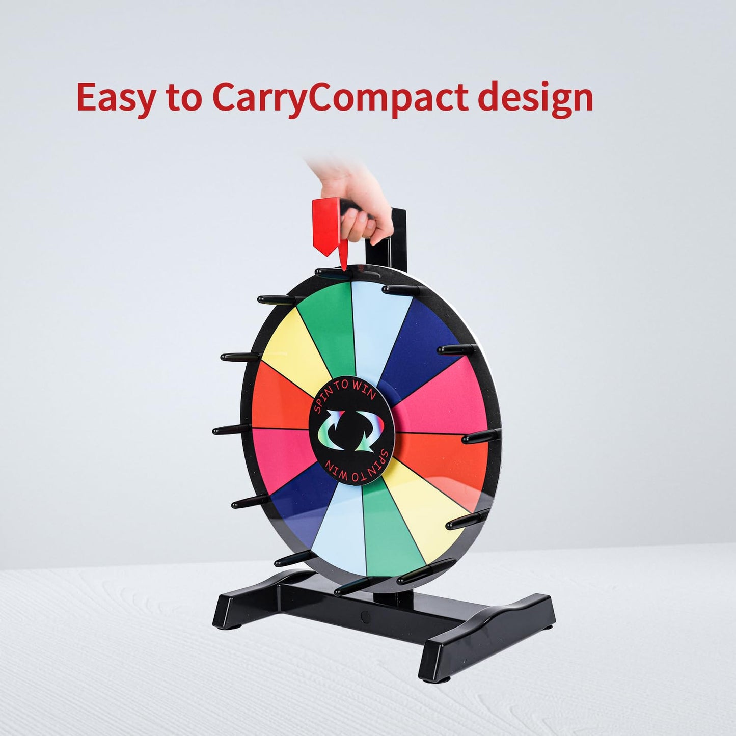 Hooomyai 12-Inch Tabletop Prize Wheel with Magnetic Center Sign and Dry Erase Surface