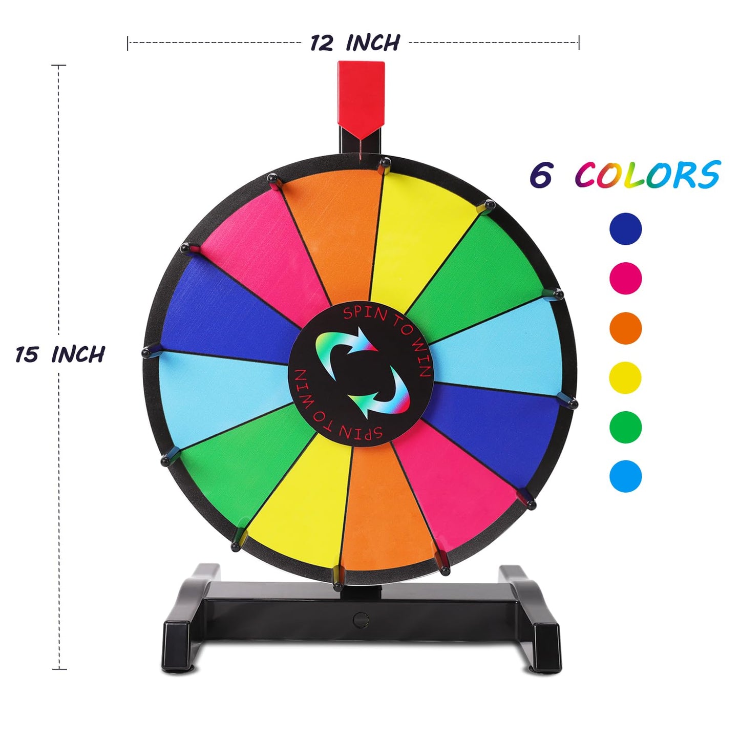 Hooomyai 12-Inch Tabletop Prize Wheel with Magnetic Center Sign and Dry Erase Surface