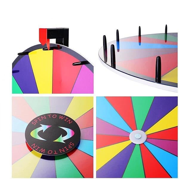 Hooomyai 24-Inch Tabletop Prize Wheel - 14 Slots, Stable Base, Dry Erase Surface