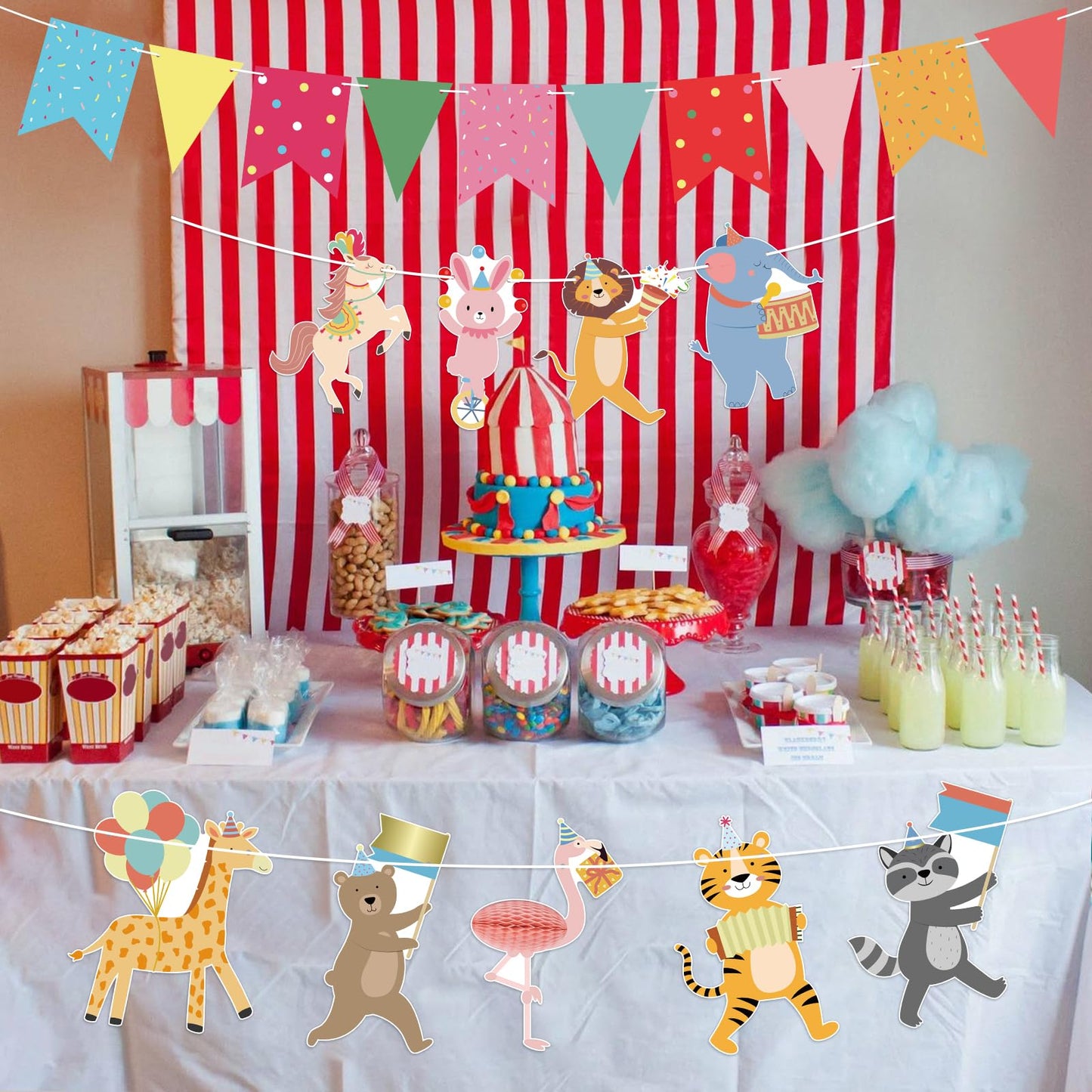 Hooqict Animal Parade Banner - Colorful Pennants for Kids' Birthday Parties