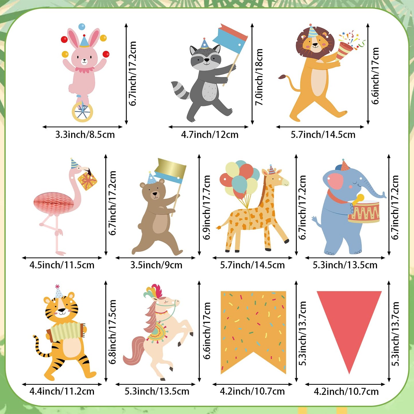 Hooqict Animal Parade Banner - Colorful Pennants for Kids' Birthday Parties