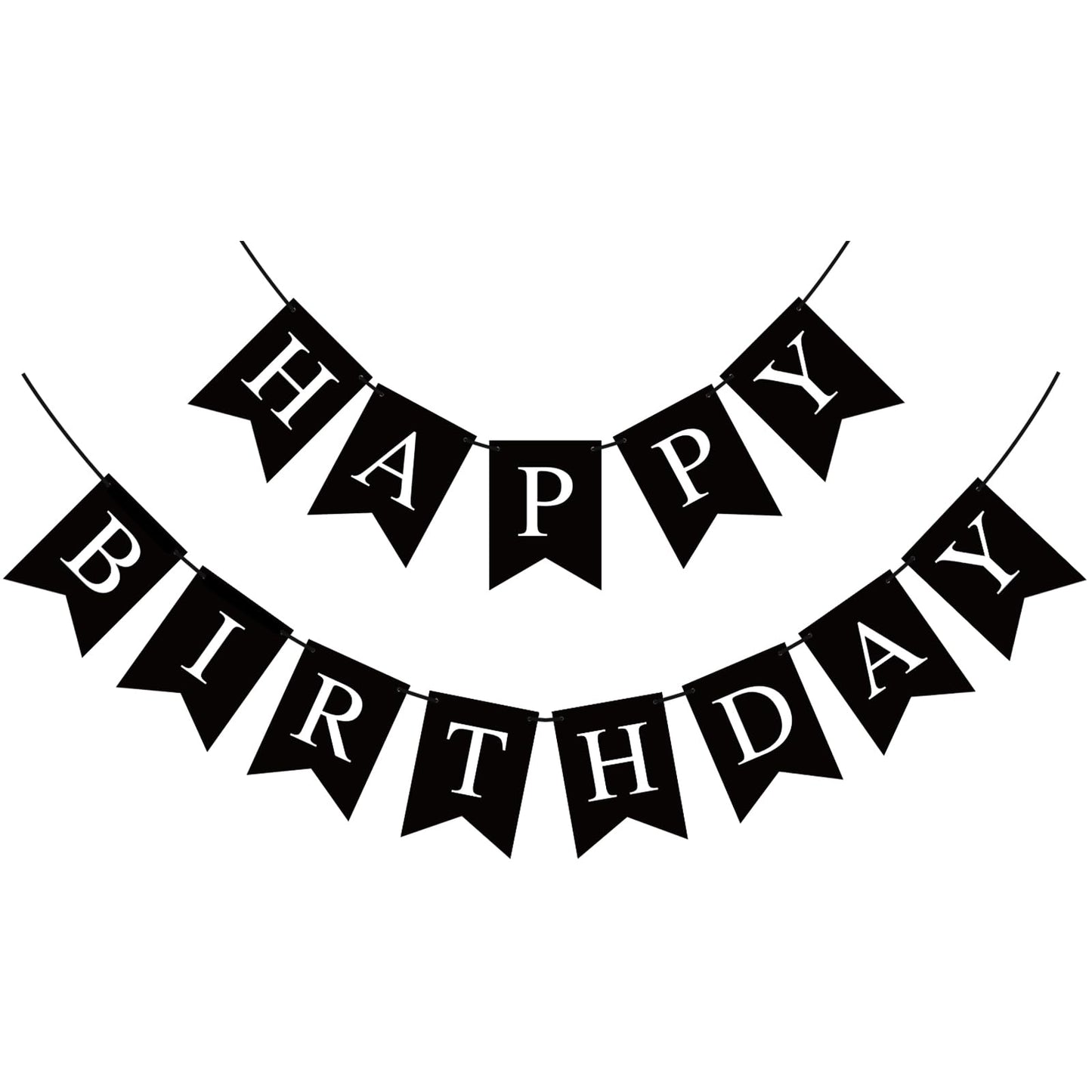 Hooqict Black Happy Birthday Banner - Backdrop for Wall & Party Decor