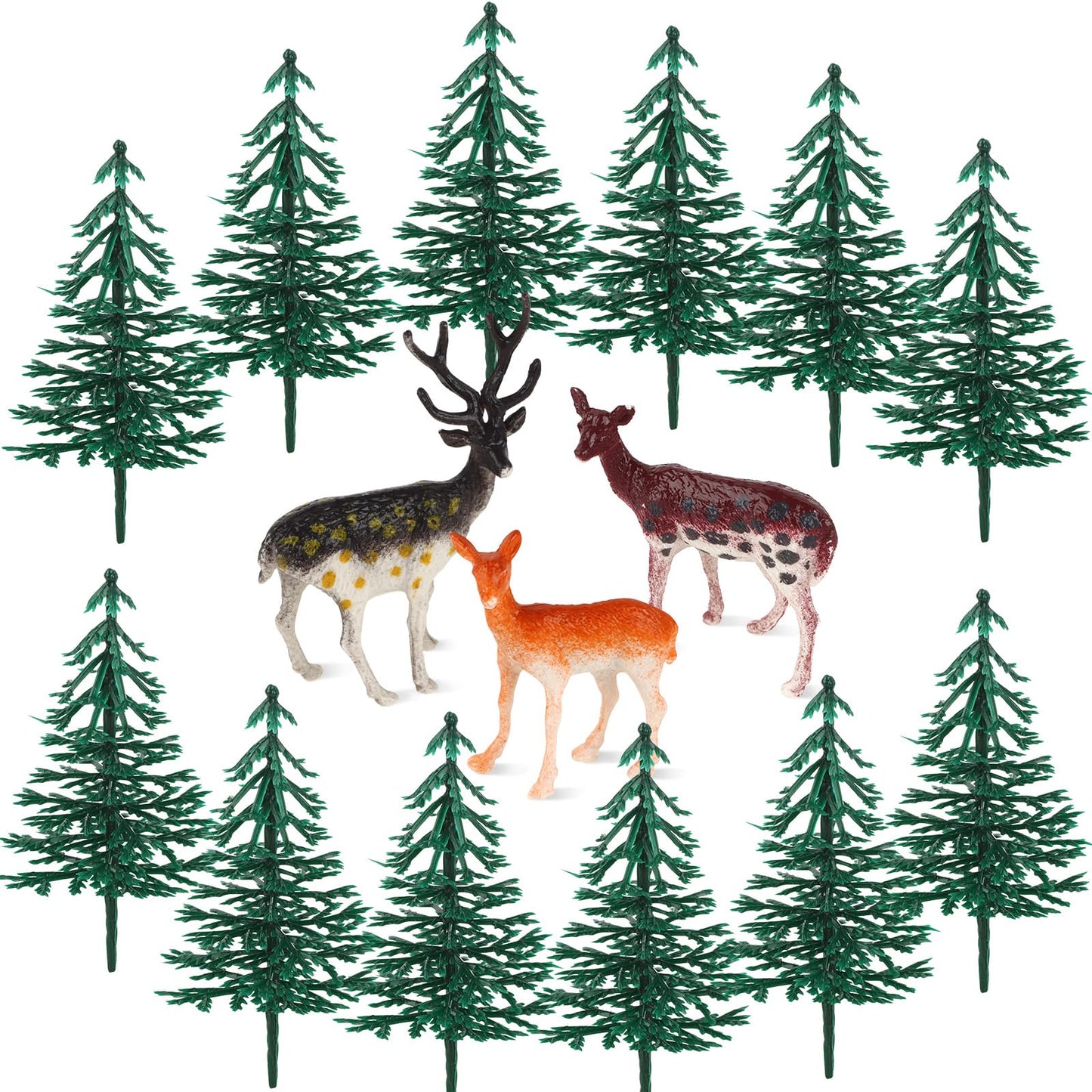 Hooqict 15Pcs Deer Christmas Cake Toppers – Woodland Decorations