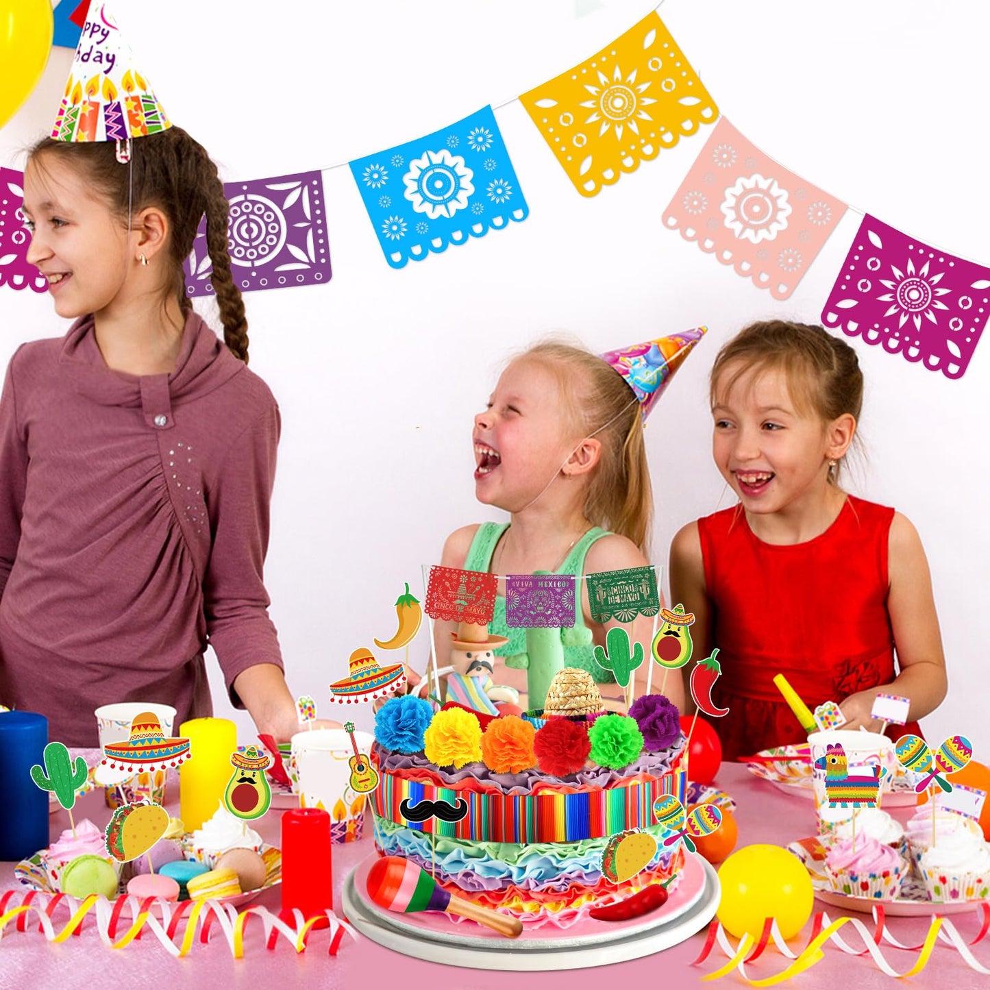 Hooqict 33Pcs Fiesta Cake Decorations Set – Cinco de Mayo Mexican Theme Toppers