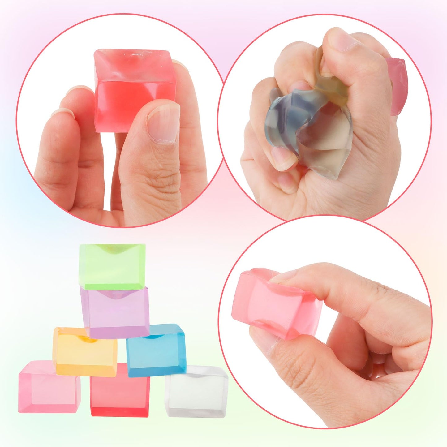 Hooqict 20Pcs Stress Cube Fidget Toys – Mini Squishy Ice Cube Sensory Cubes
