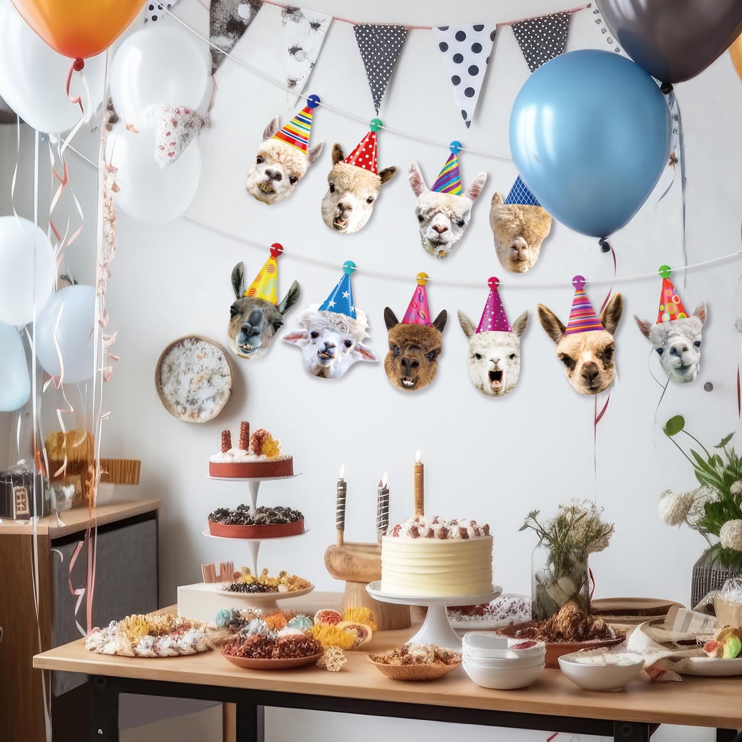 Hooqict Llama Birthday Banner Garland – Customizable 10-Expression Party Decor