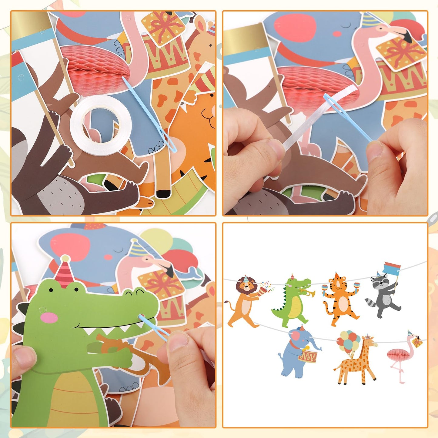 Hooqict Party Animal Banner – 8 Animal Patterns Birthday Garland