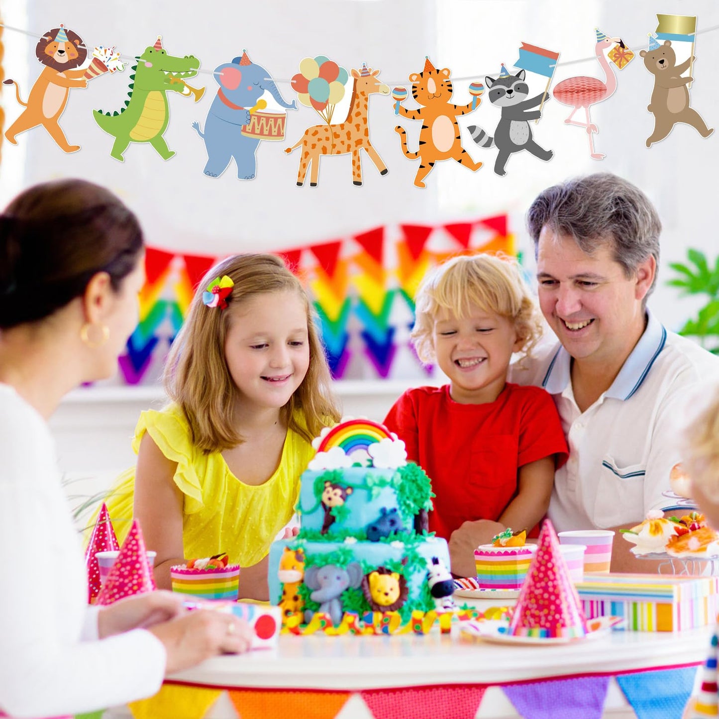 Hooqict Party Animal Banner – 8 Animal Patterns Birthday Garland
