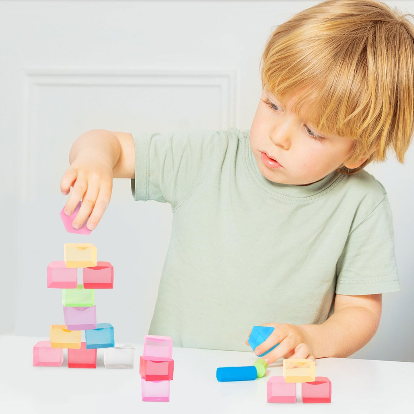 Hooqict 20Pcs Stress Cube Fidget Toys – Mini Squishy Ice Cube Sensory Cubes