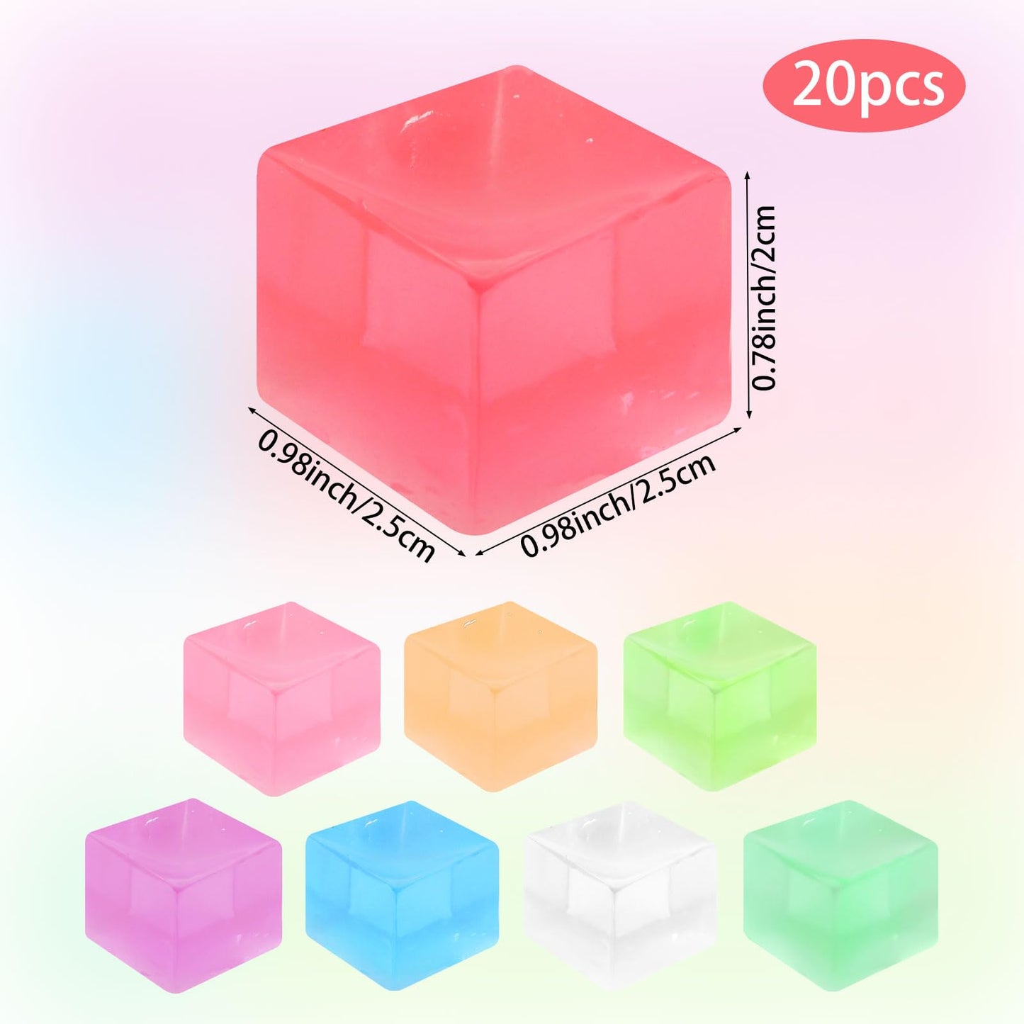 Hooqict 20Pcs Stress Cube Fidget Toys – Mini Squishy Ice Cube Sensory Cubes