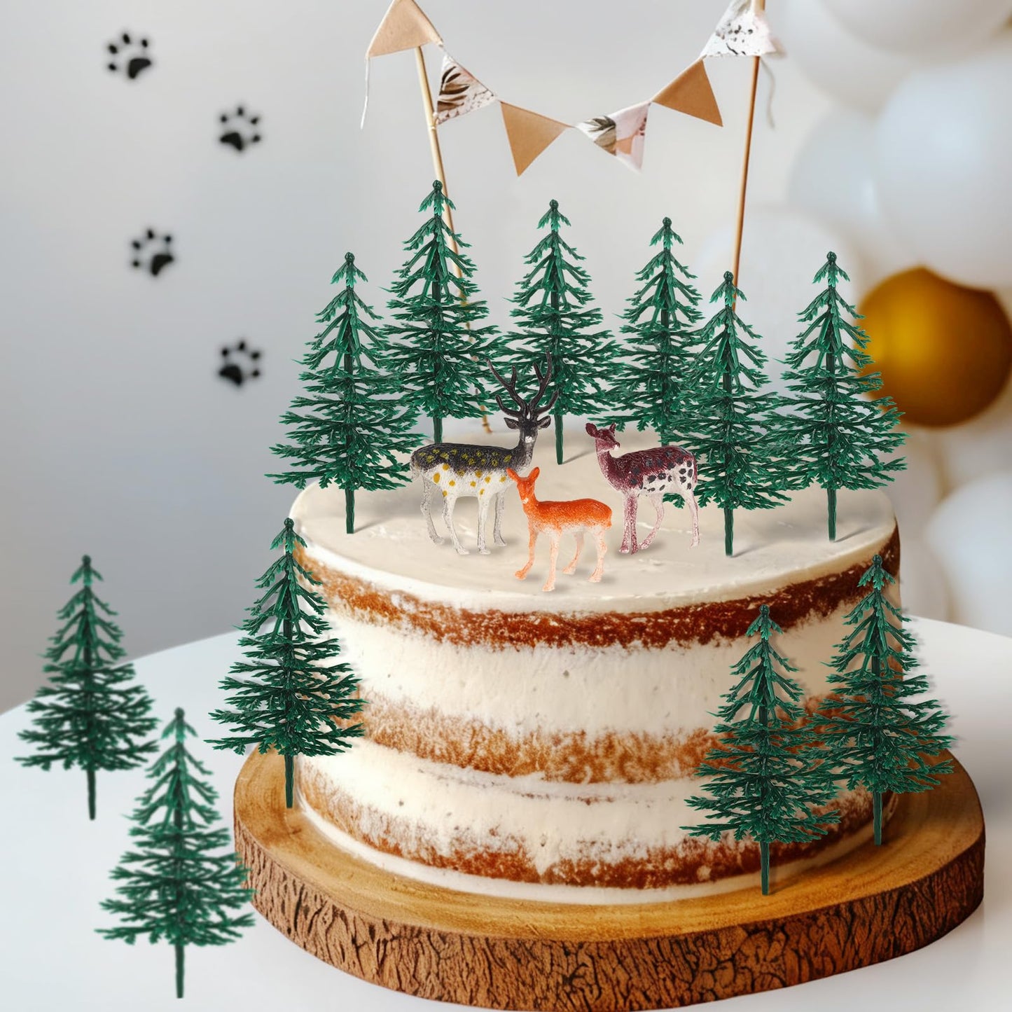 Hooqict 15Pcs Deer Christmas Cake Toppers – Woodland Decorations