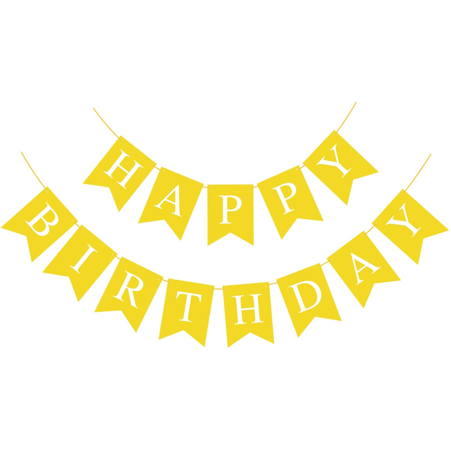 Hooqict Yellow Happy Birthday Banner Backdrop – Birthday Party Garland Flags for Wall, Yard & Photo Backdrops