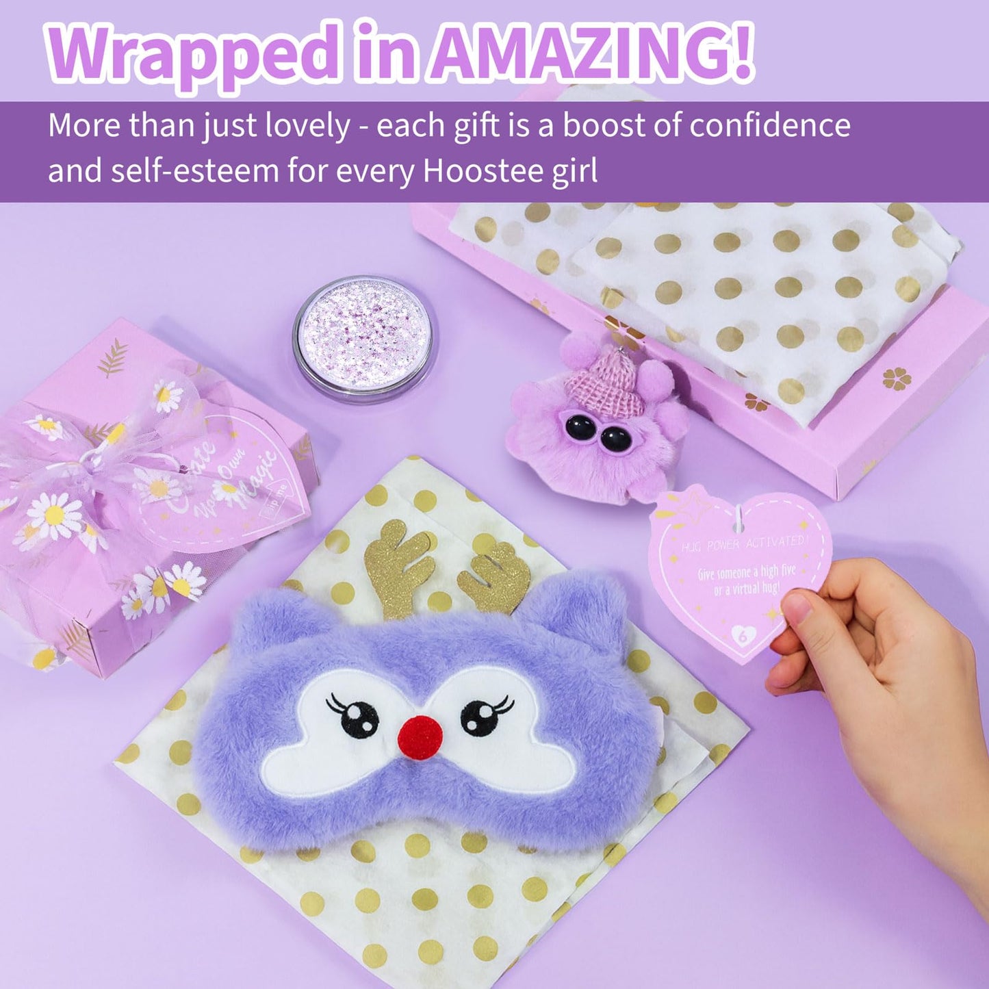 Hoostee Teen Gifts – Trendy 9-Wrapped Gift Box with Inspiring Tasks & Makeup Bag