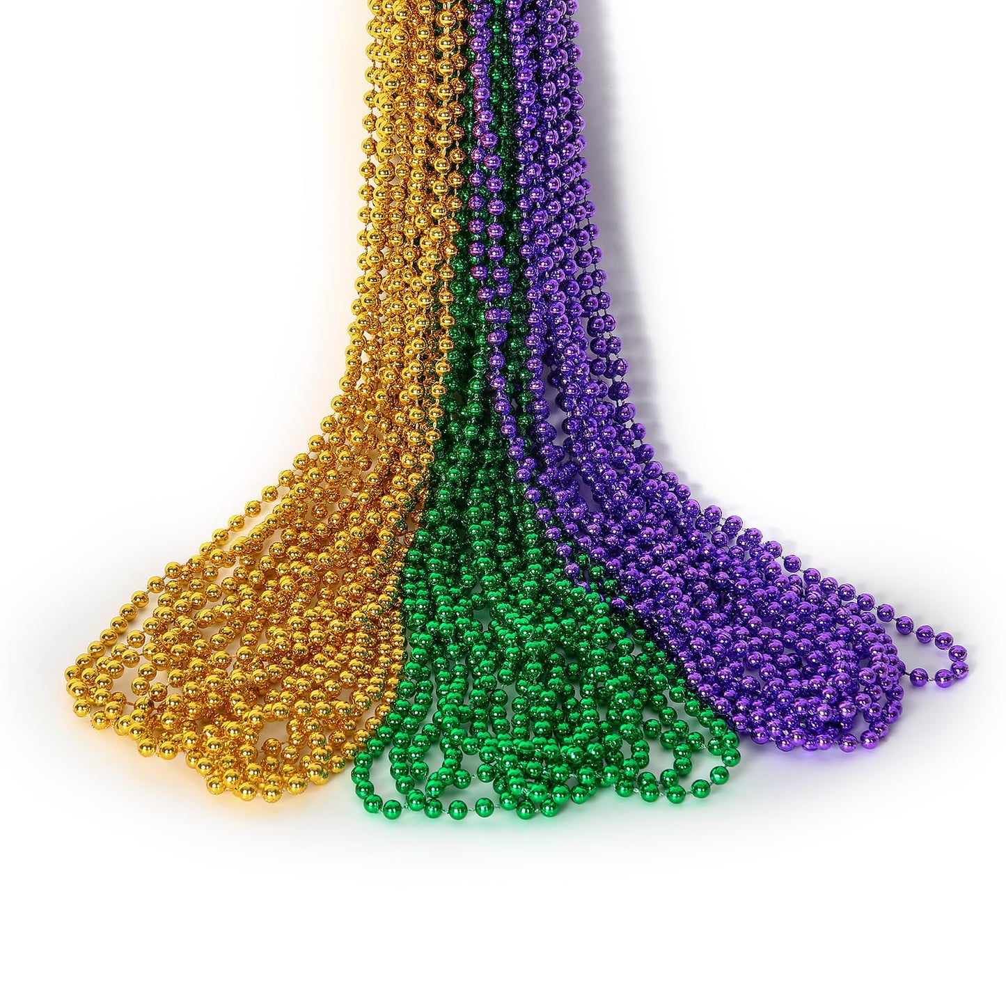 HOOSUN 30-Pack Mardi Gras Beads Necklaces: Green, Gold & Purple Party Decor