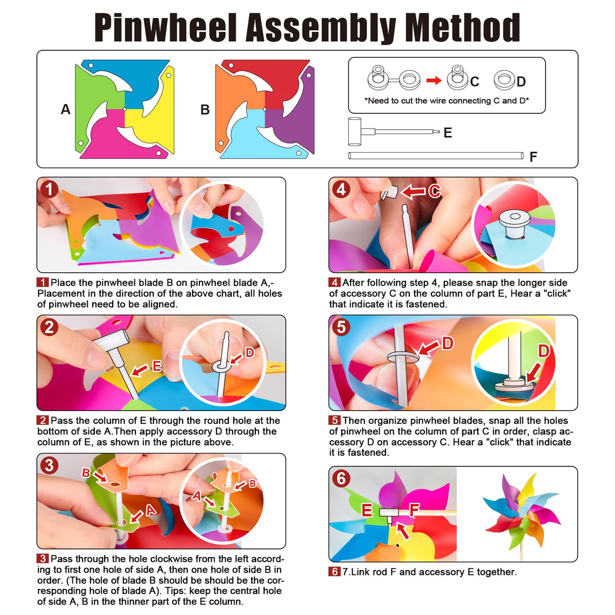 HOOSUN 12 Pack Rainbow Pinwheels for Yard and Garden | Colorful Outdoor Wind Spinners & Party Favors