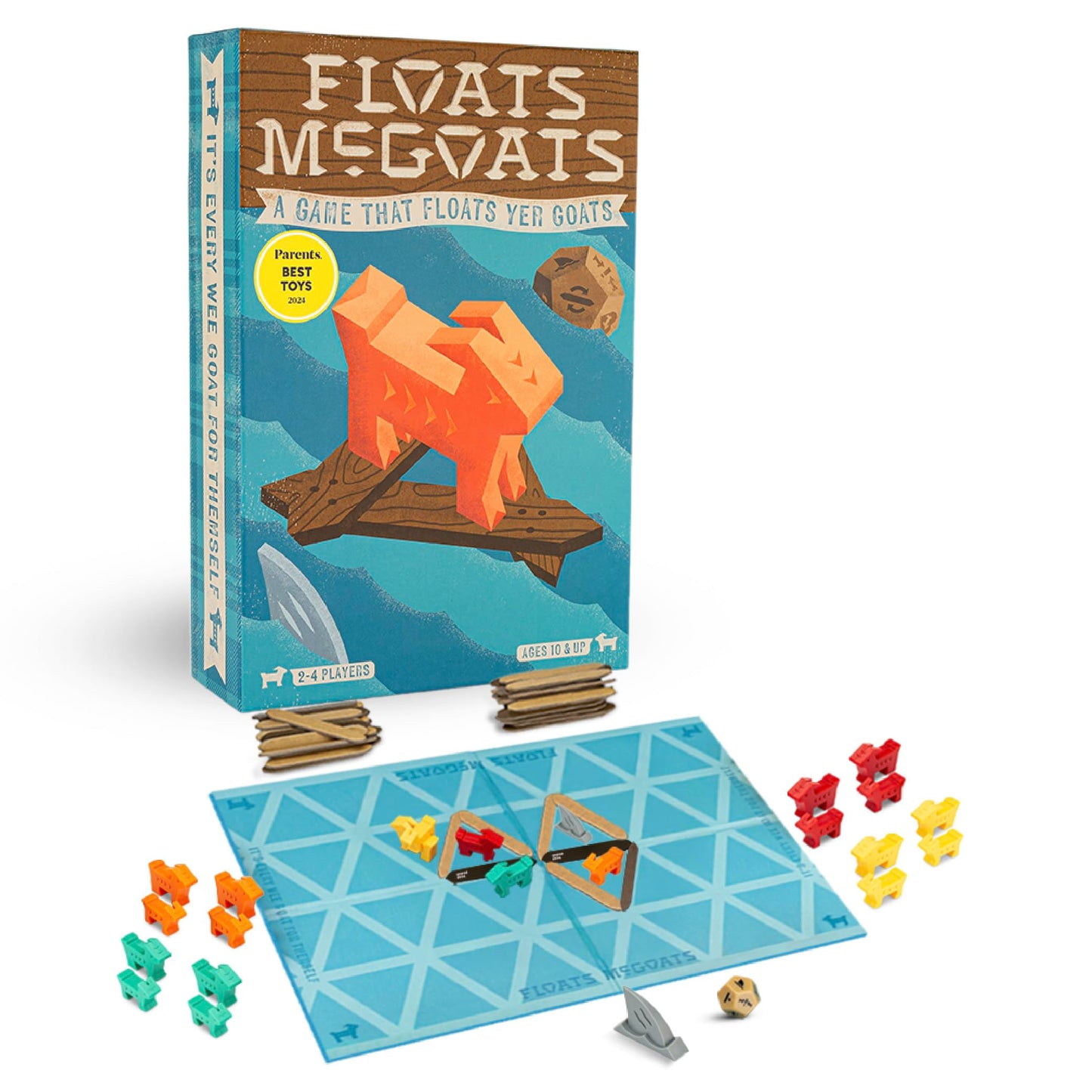 Hootenanny Games Floats McGoats Board Game – Build a Raft & Save Your Goats | 2-4 Players, Ages 10+