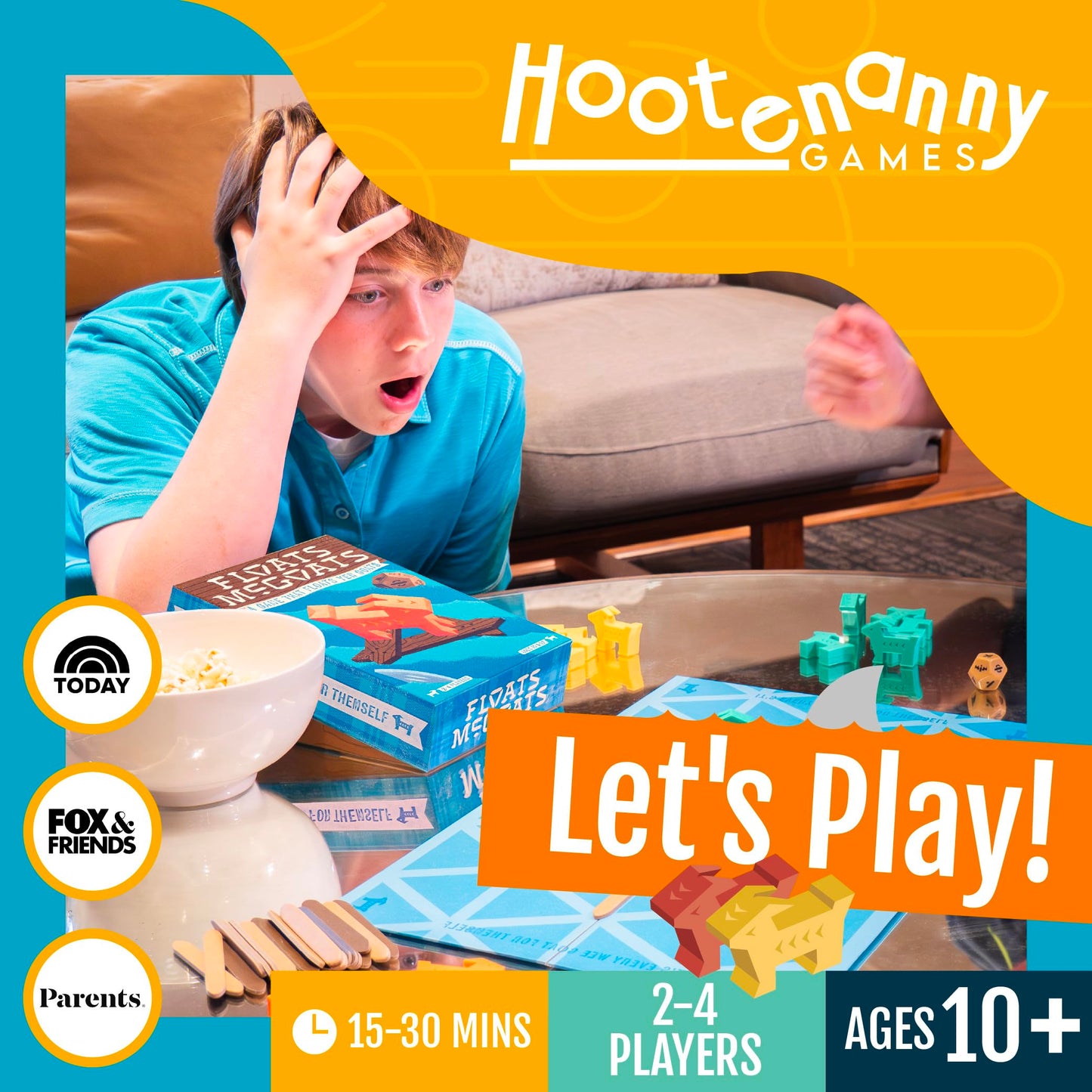 Hootenanny Games Floats McGoats Board Game – Build a Raft & Save Your Goats | 2-4 Players, Ages 10+