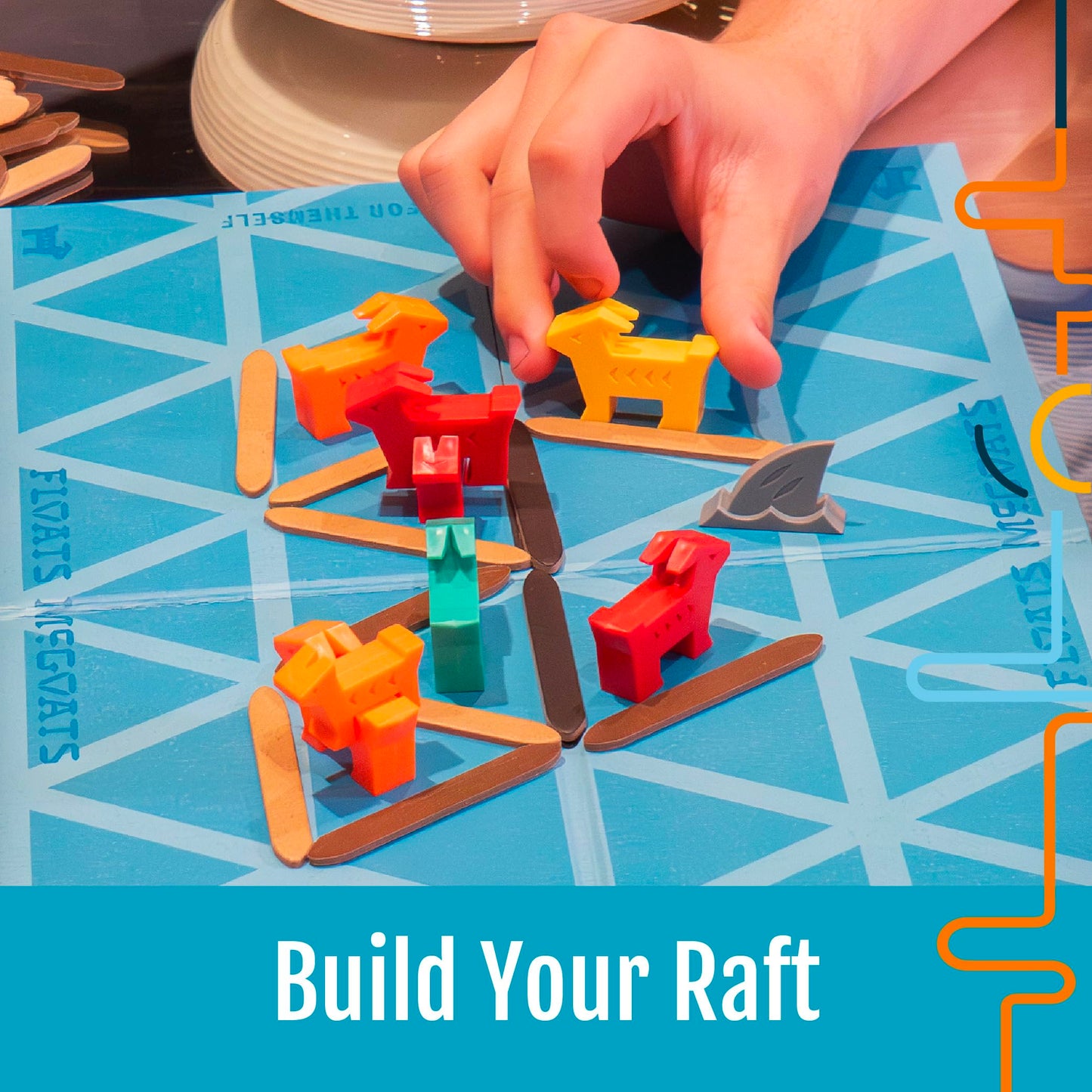 Hootenanny Games Floats McGoats Board Game – Build a Raft & Save Your Goats | 2-4 Players, Ages 10+