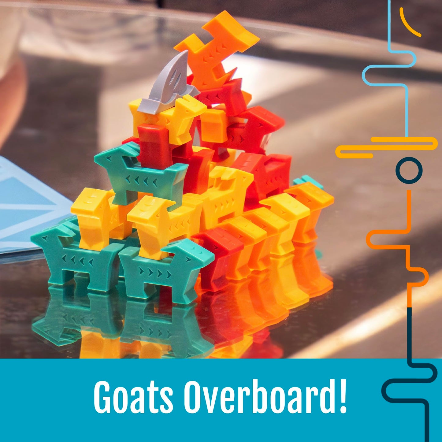 Hootenanny Games Floats McGoats Board Game – Build a Raft & Save Your Goats | 2-4 Players, Ages 10+