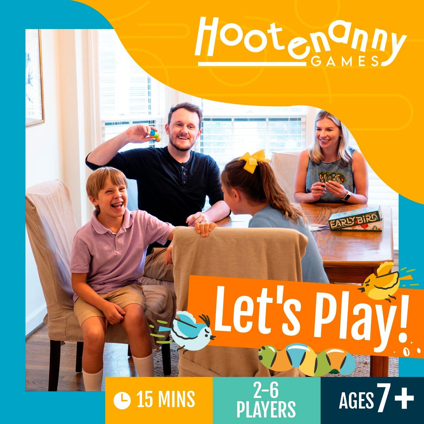 Hootenanny Games Early Bird — Fast Family Card Game for 2-6 Players