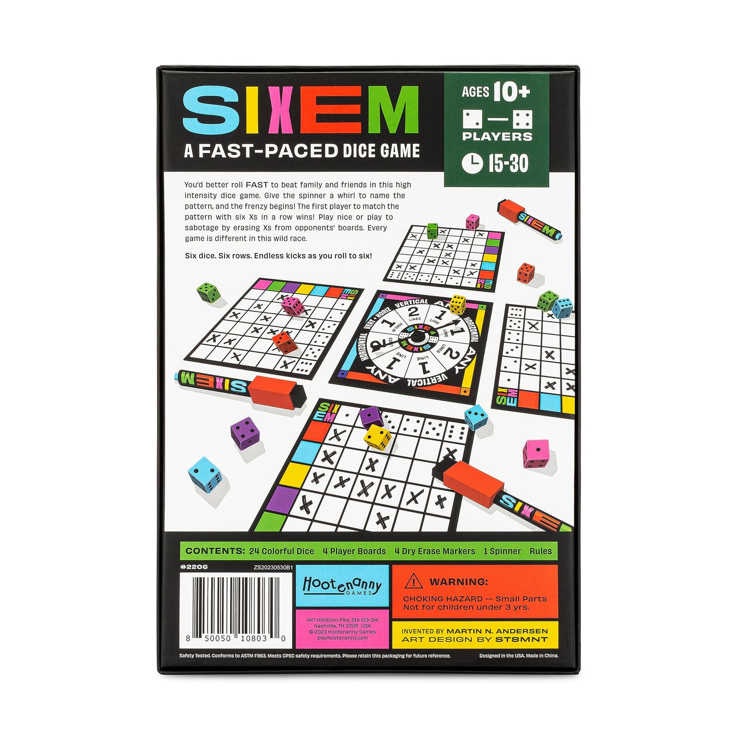 Hootenanny Games Sixem Dice Game – Fast-Paced Strategy & Sabotage for 2-4 Players