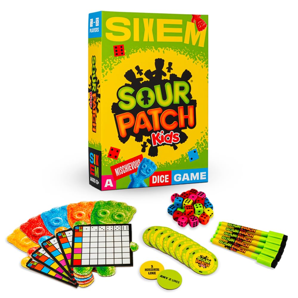 Hootenanny Games Sixem: Sour Patch Kids Dice Game | Fast-paced Strategy & Sabotage for 2-5 Players