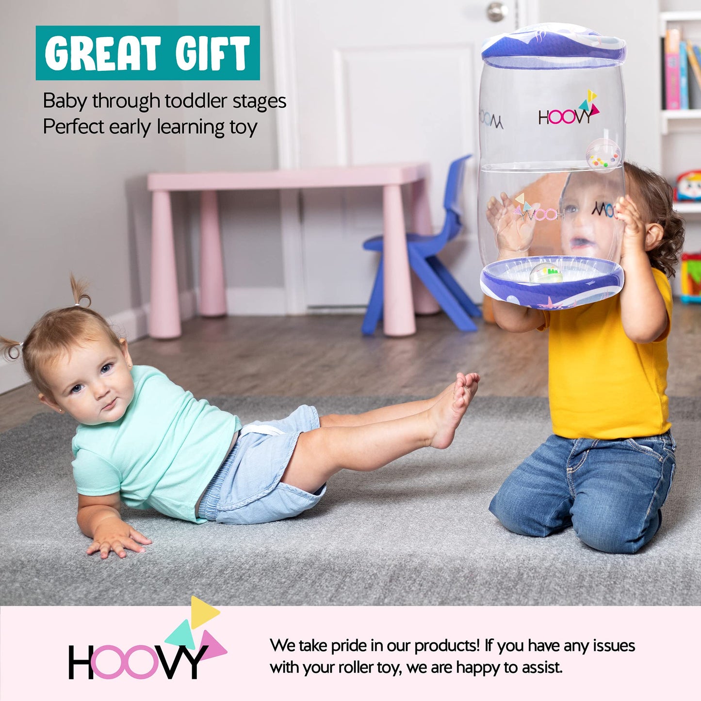 Hoovy Infant Crawling Toys - Sea Animals Baby Roller for 6-12 Months | Tummy Time & Drop Maze Activity Center