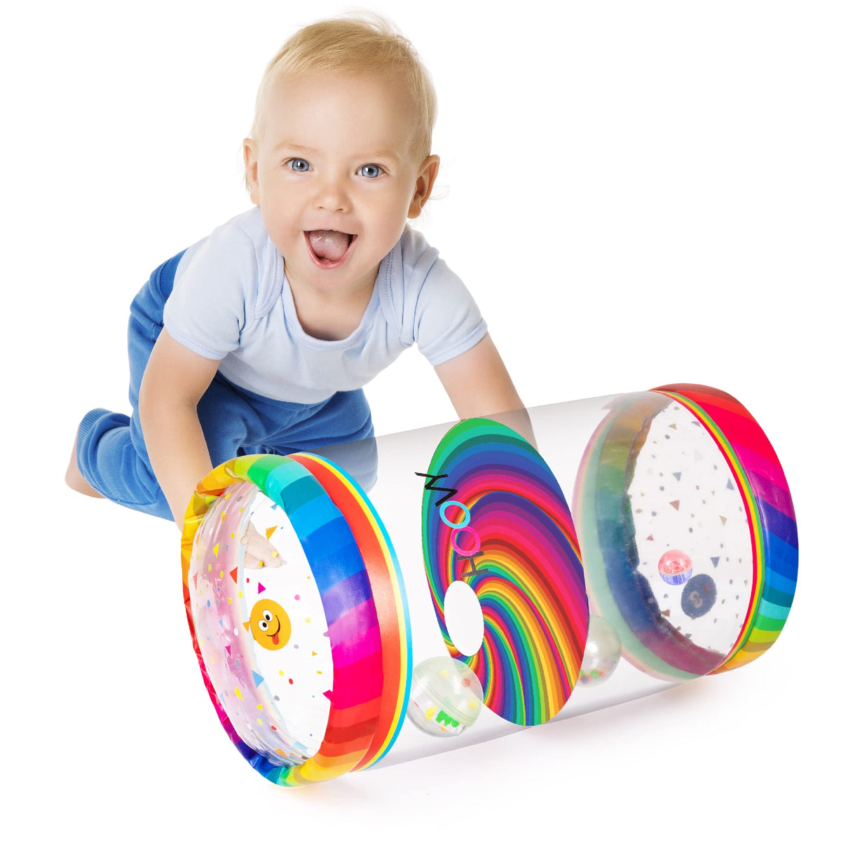 Hoovy Infant Crawling Toys (6-12 Months) | Rainbow Swirls Baby Roller & Drop Maze
