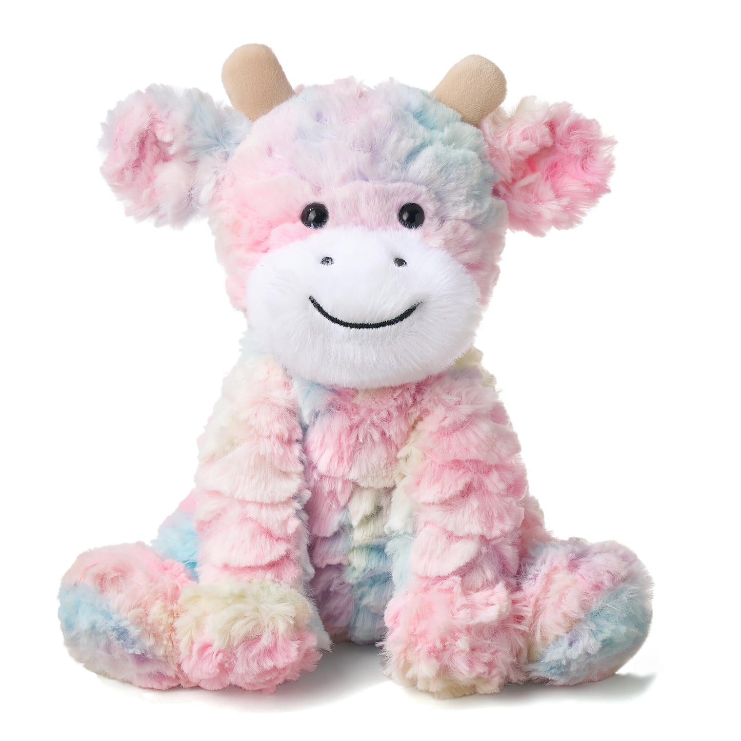 Hopearl Adorable Plush Cow Toy – Colorful Rainbow 9in Soft Stuffed Animal for Kids