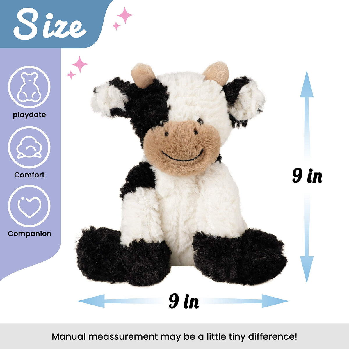 Hopearl Adorable Plush Cow Toy – 9-Inch Soft Stuffed Dairy Cattle for Kids