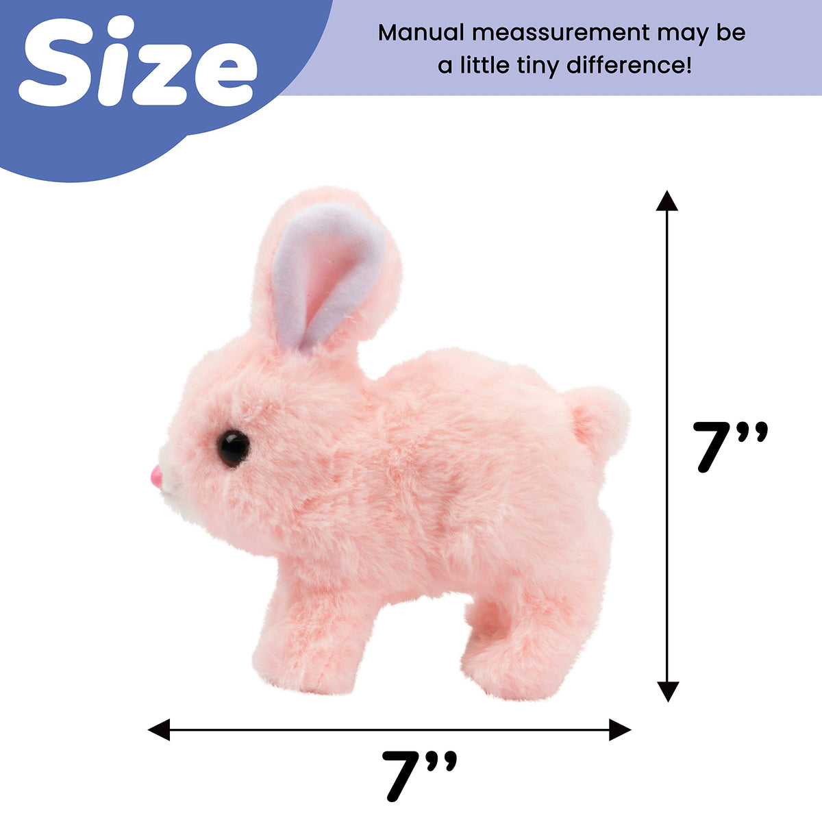 Hopearl Hopping Rabbit Interactive Plush Toy – 7'' Pink Bunny with Sounds