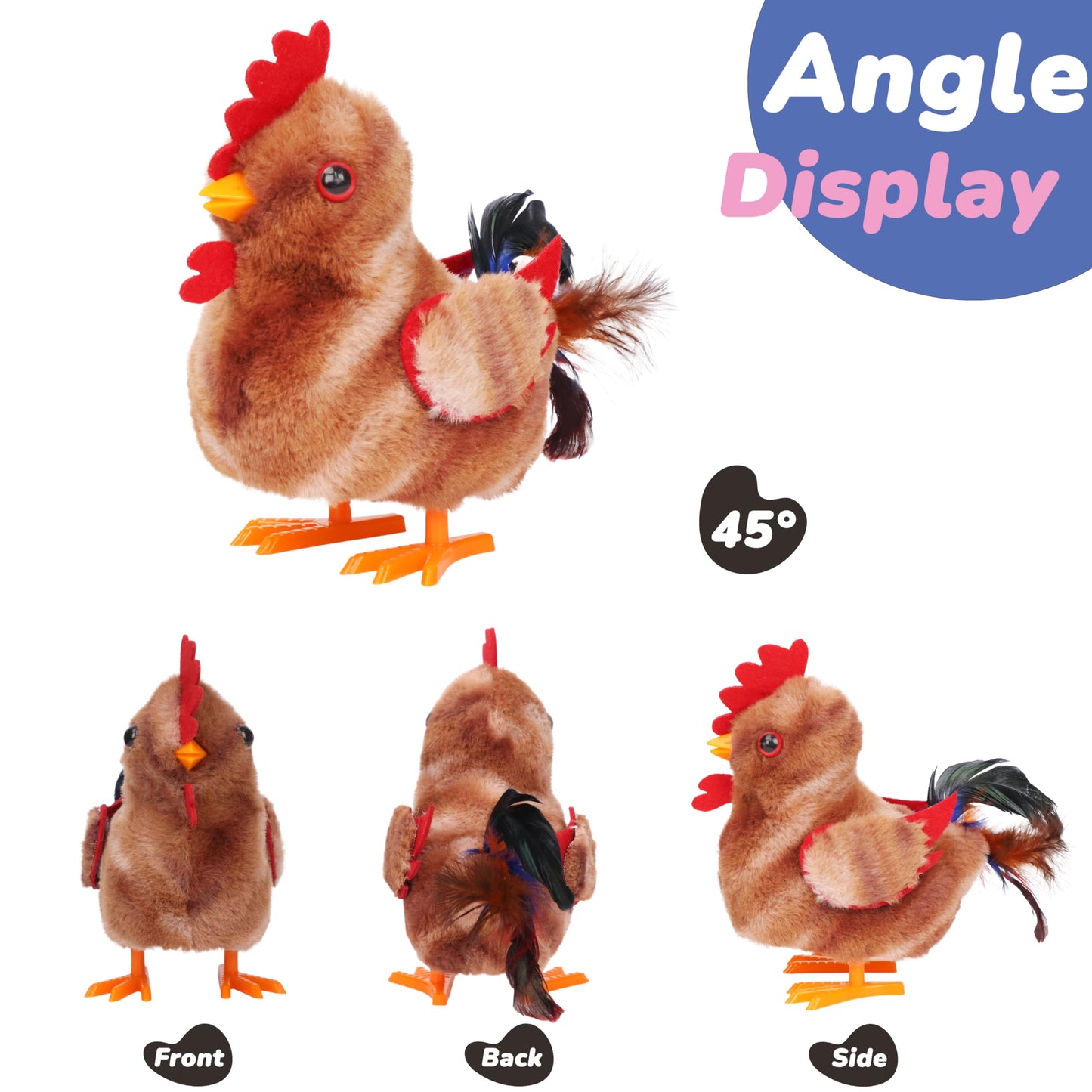 Hopearl Walking Chicken Toy – Interactive 8-Inch Brown Plush with Crow Sound for Toddlers
