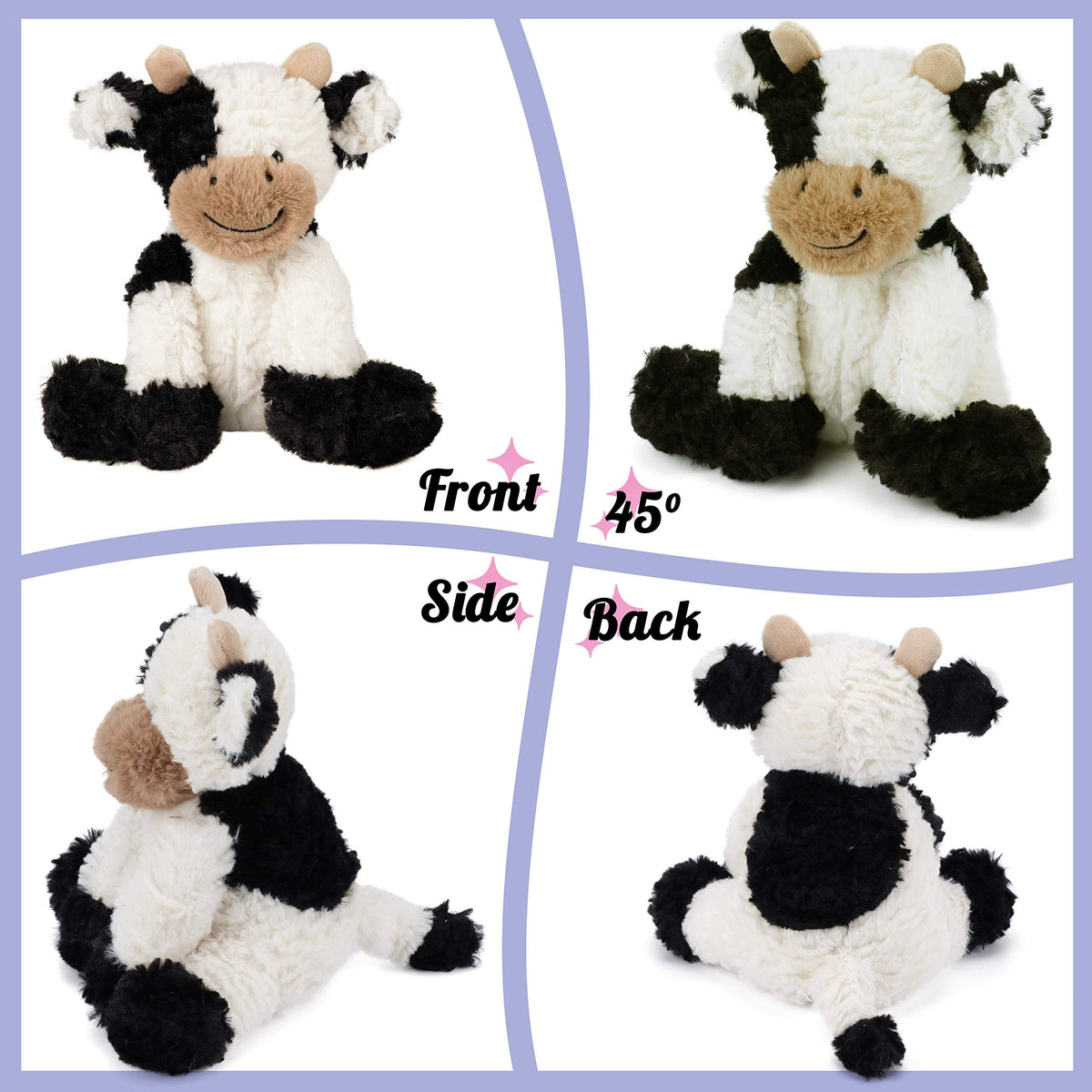 Hopearl Adorable Plush Cow Toy – 9-Inch Soft Stuffed Dairy Cattle for Kids