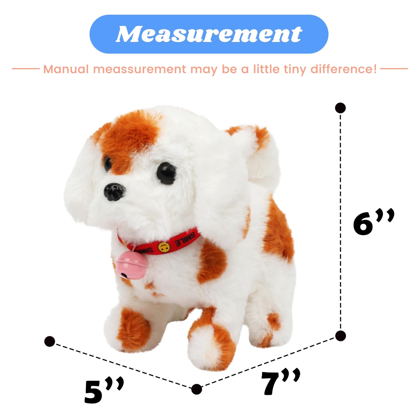 Hopearl Walking Dog with Bell — Interactive 7-inch Brown Plush Toy for Toddlers