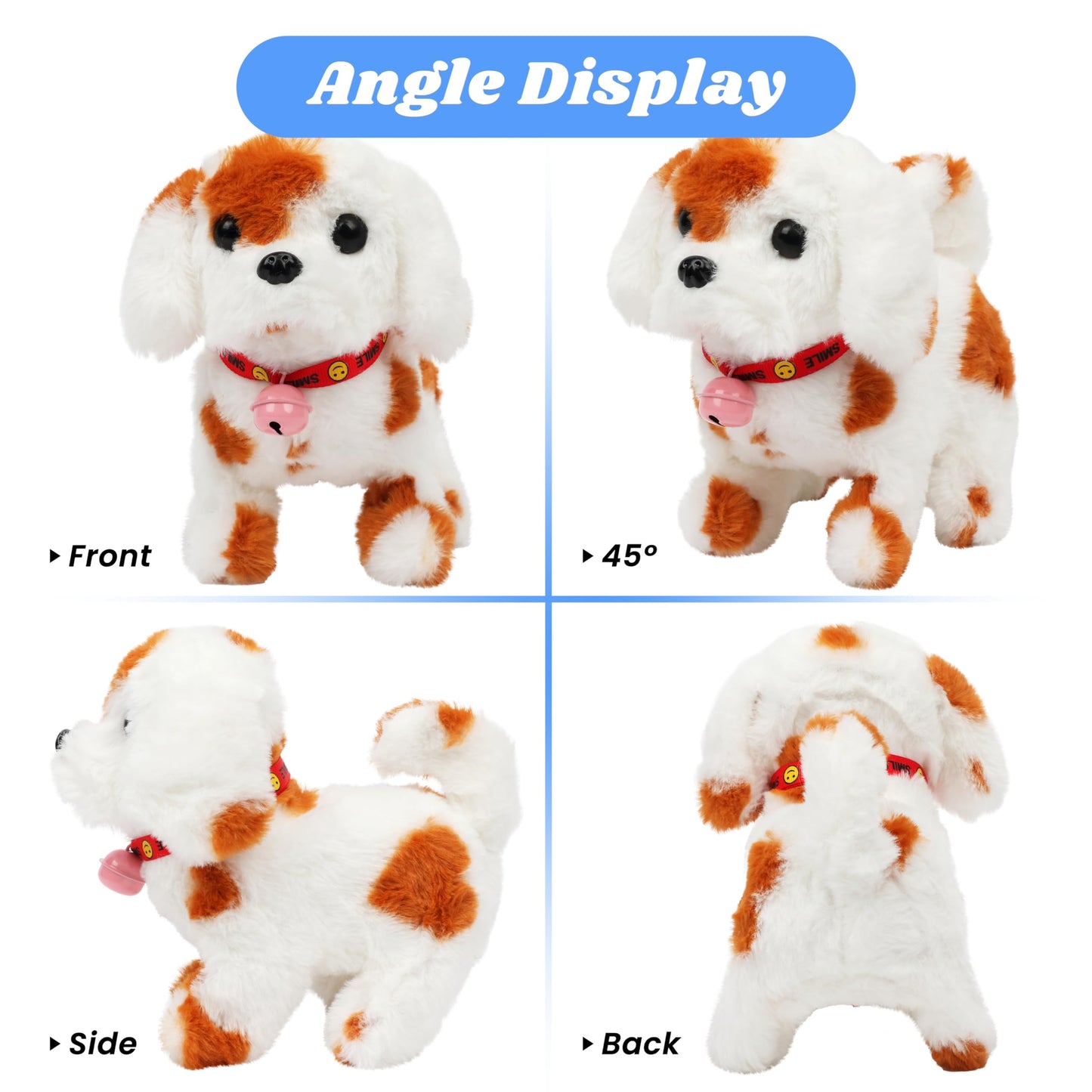 Hopearl Walking Dog with Bell — Interactive 7-inch Brown Plush Toy for Toddlers
