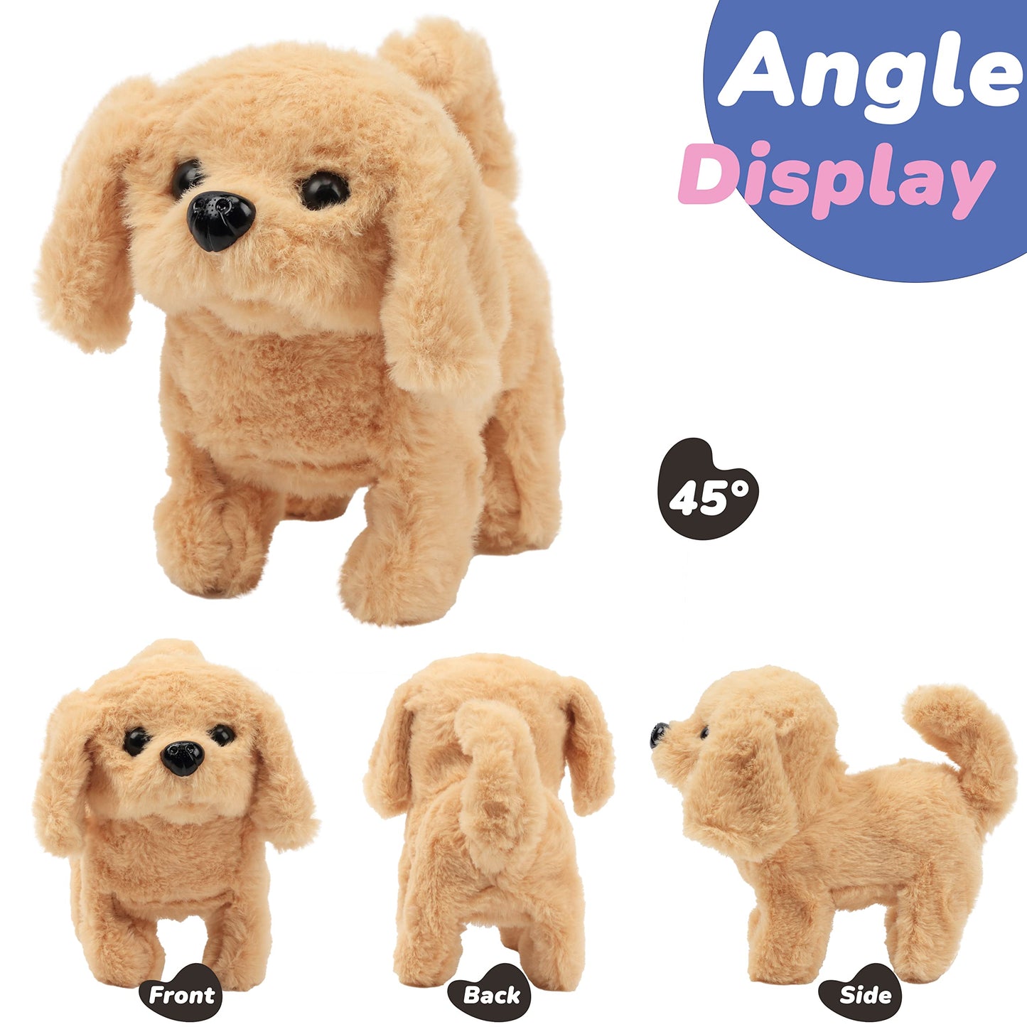 Hopearl Walking Dog Golden Retriever Interactive Plush Toy – 7-inch Moving Head, Wiggling Tail, Woof