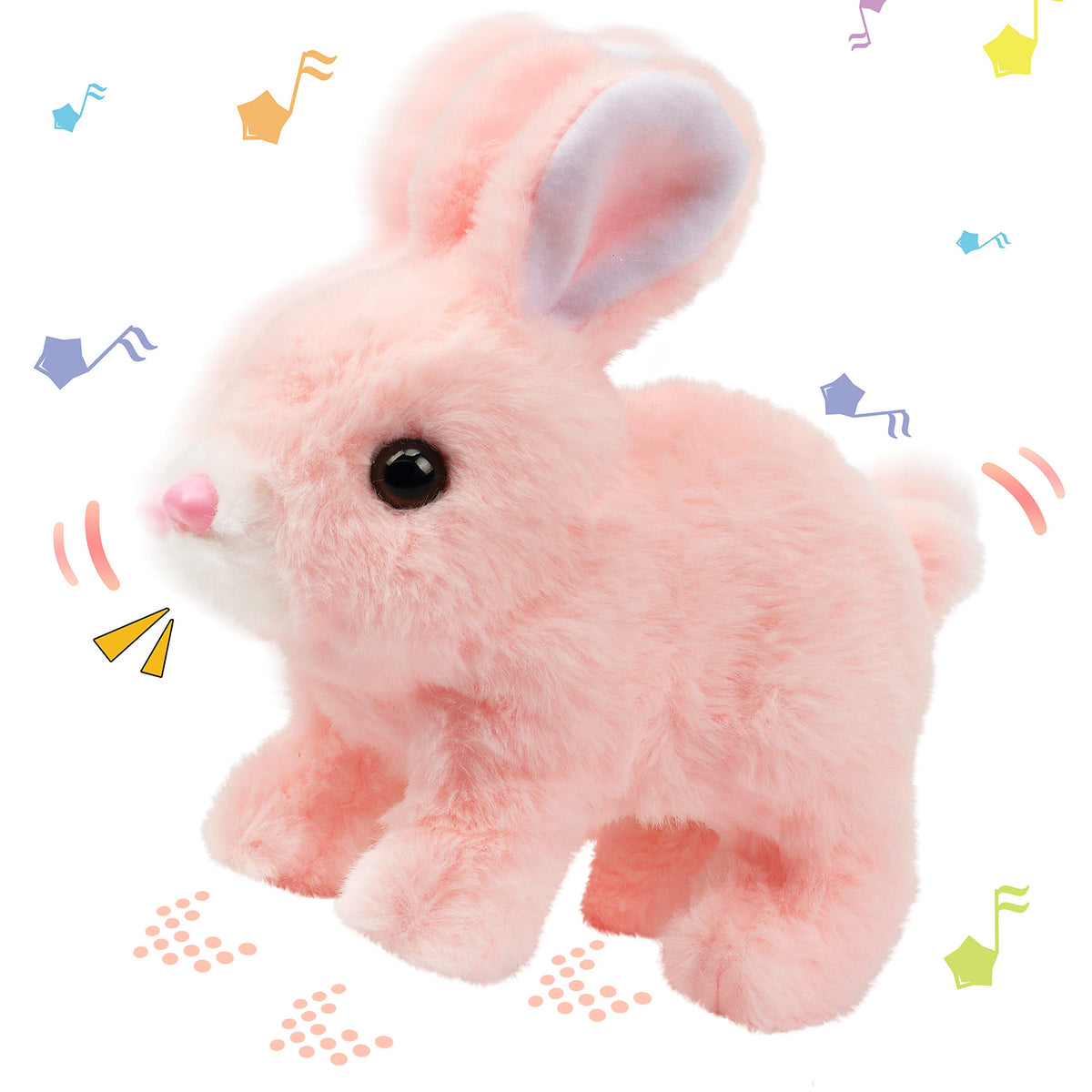 Hopearl Hopping Rabbit Interactive Plush Toy – 7'' Pink Bunny with Sounds