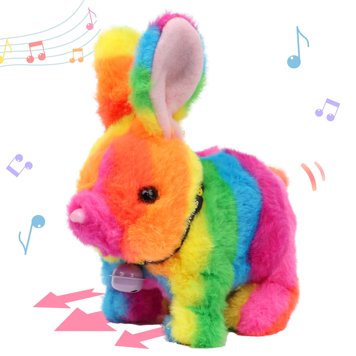 Hopearl Hopping Rabbit with Bell — Interactive Plush Toy for Toddlers (7in)