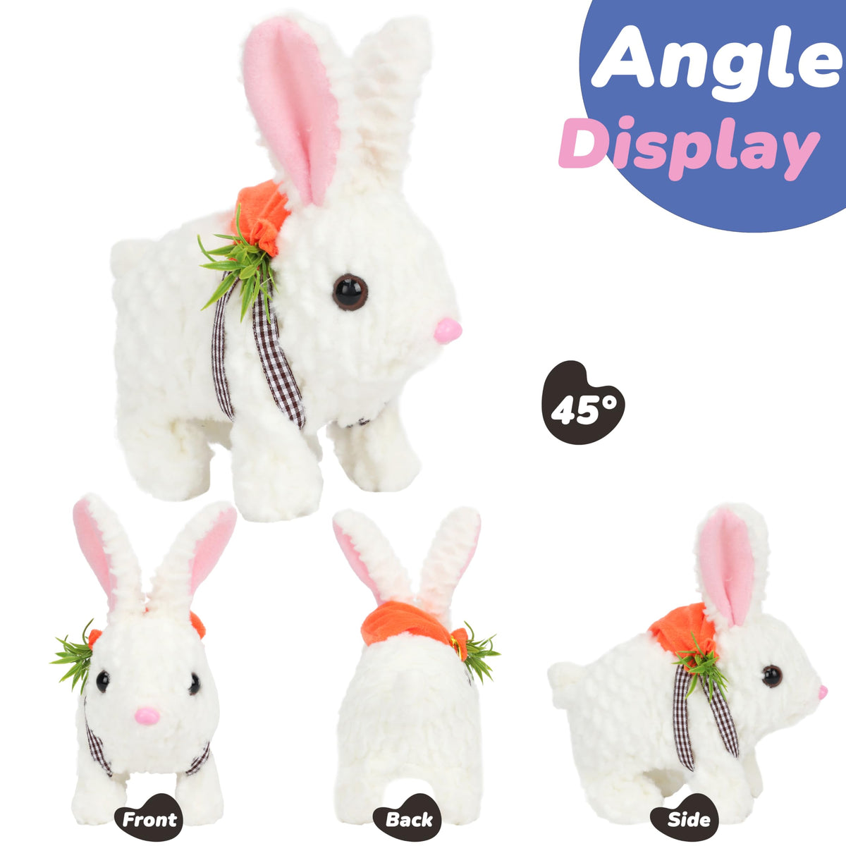 Hopearl Hopping Rabbit with LED Ears Backpack — Interactive Plush Bunny Toy for Toddlers, 7"