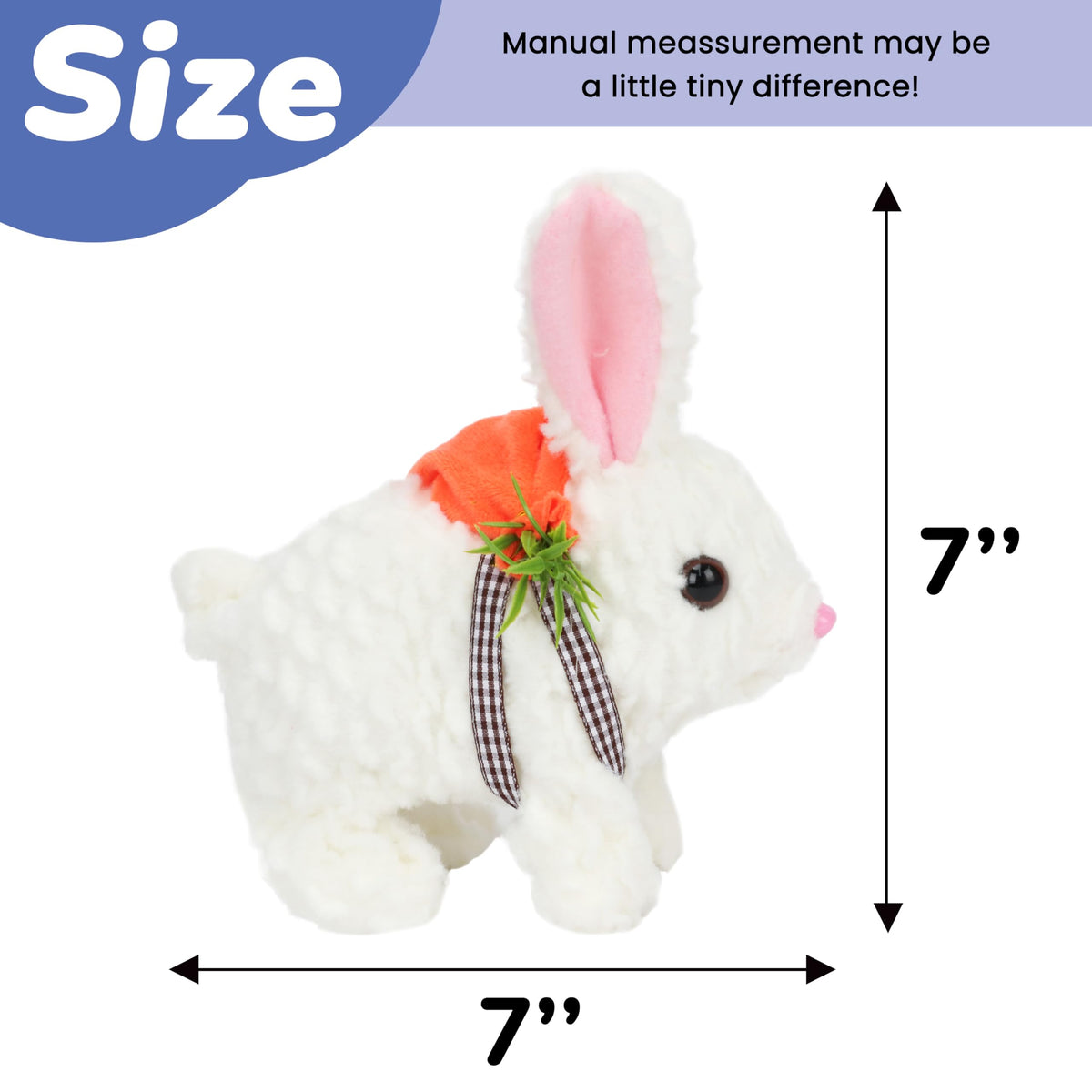 Hopearl Hopping Rabbit with LED Ears Backpack — Interactive Plush Bunny Toy for Toddlers, 7"