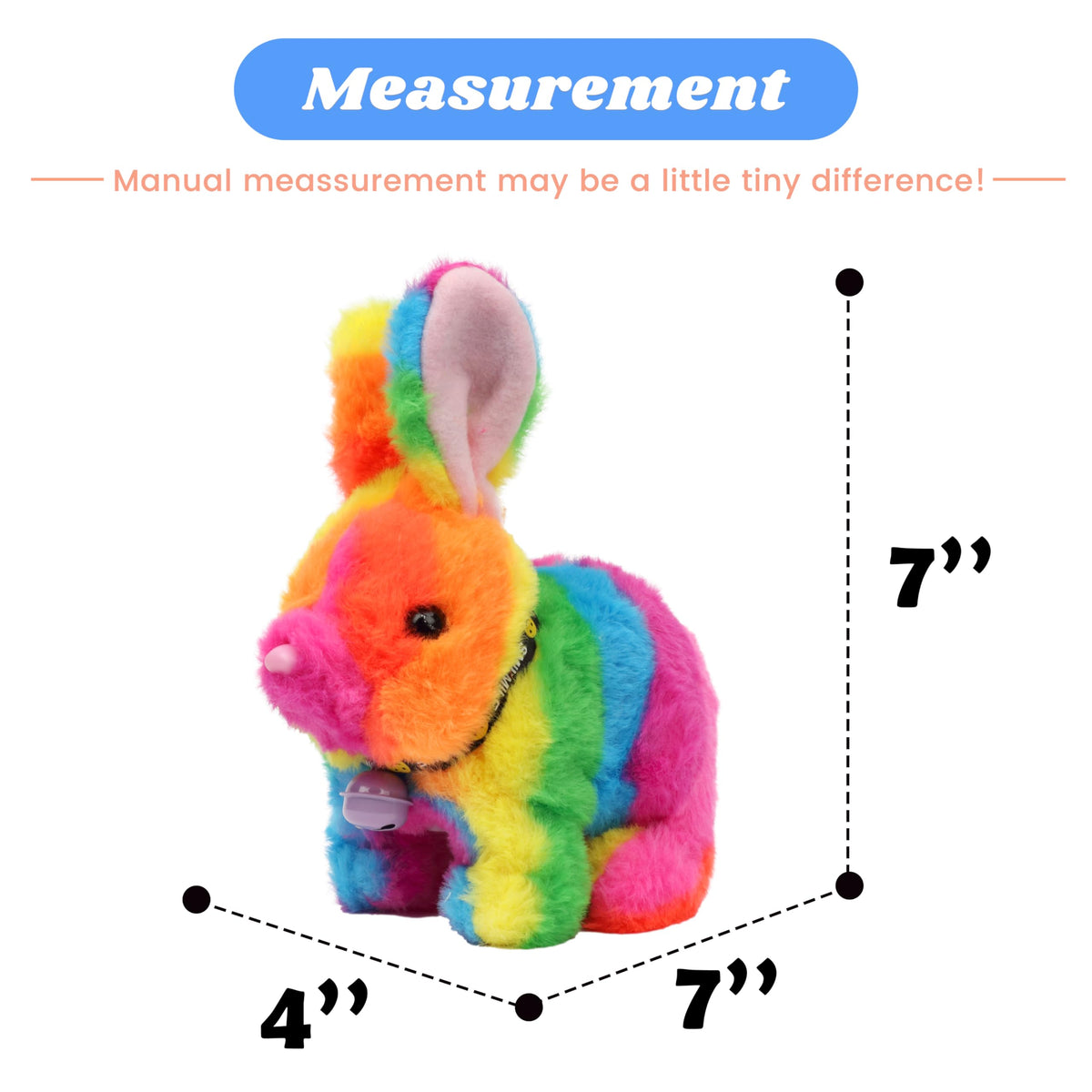 Hopearl Hopping Rabbit with Bell — Interactive Plush Toy for Toddlers (7in)