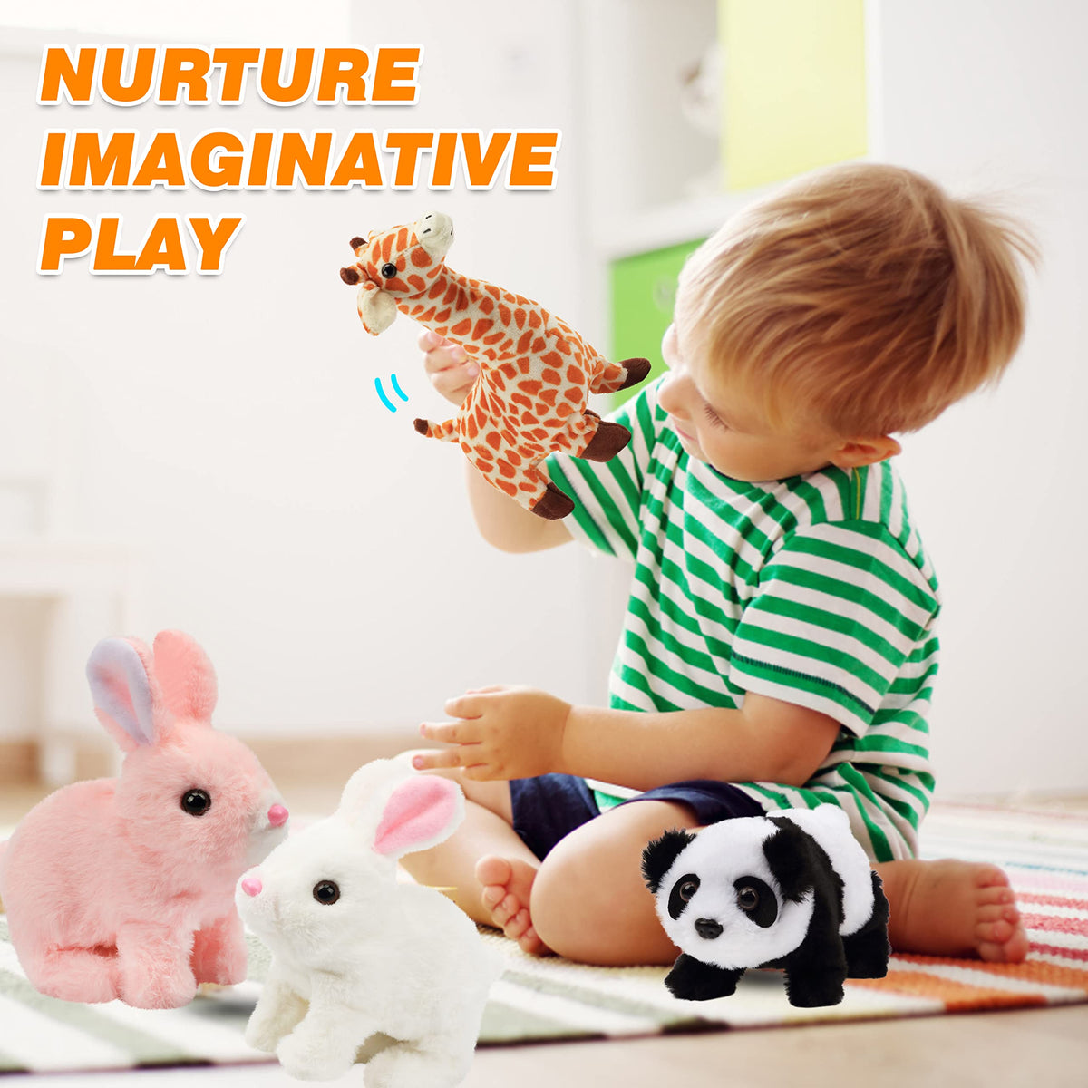 Hopearl Crawling Panda Interactive Plush Toy – 7-inch, Sounds & Movements